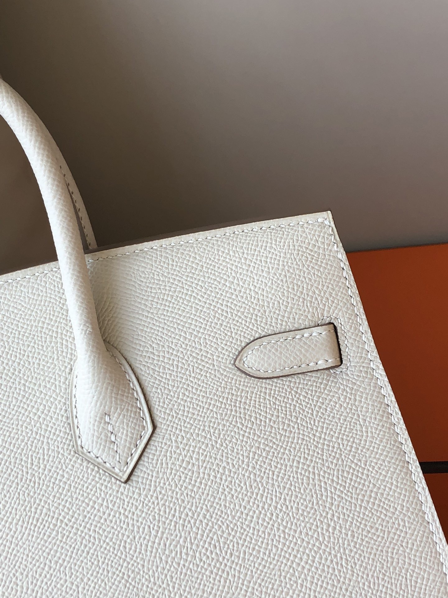 H**mes birkin 25 sellier handmade bag in craie epsom calfskin