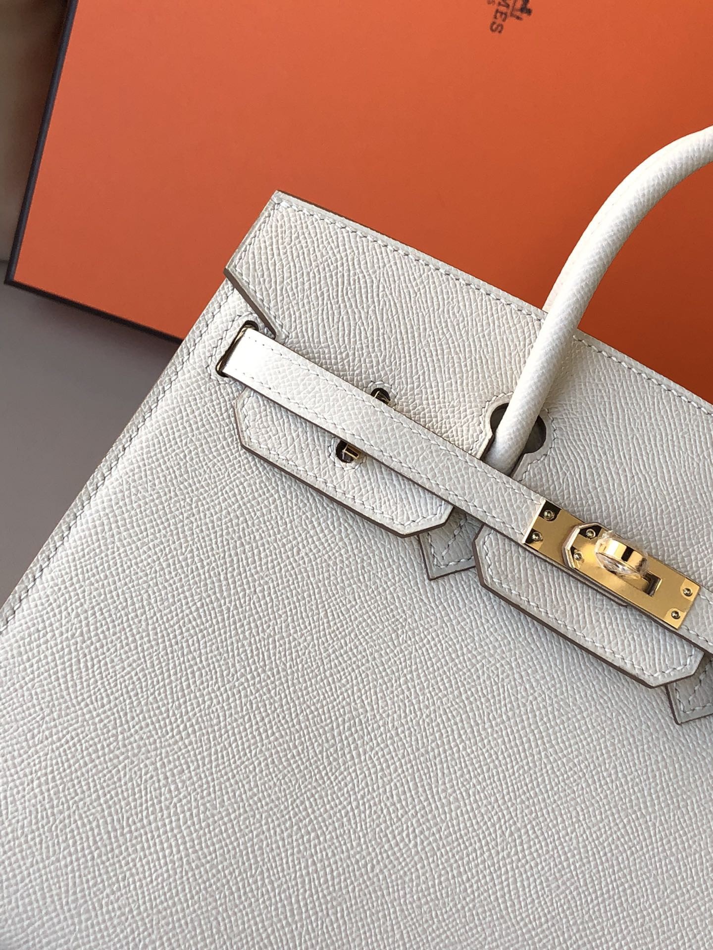 H**mes birkin 25 sellier handmade bag in craie epsom calfskin