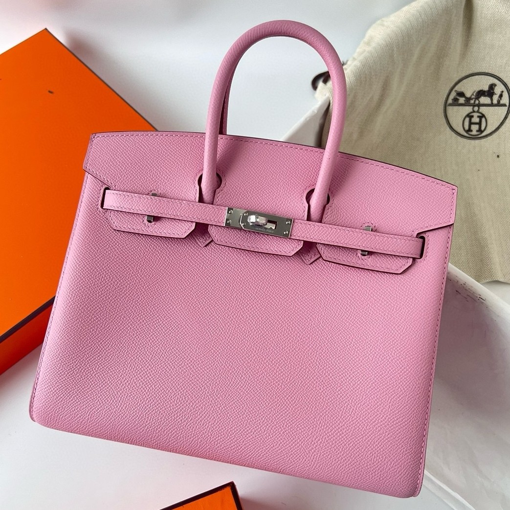 H**mes birkin 25 sellier handmade bag in mauve sylvestre epsom calfskin