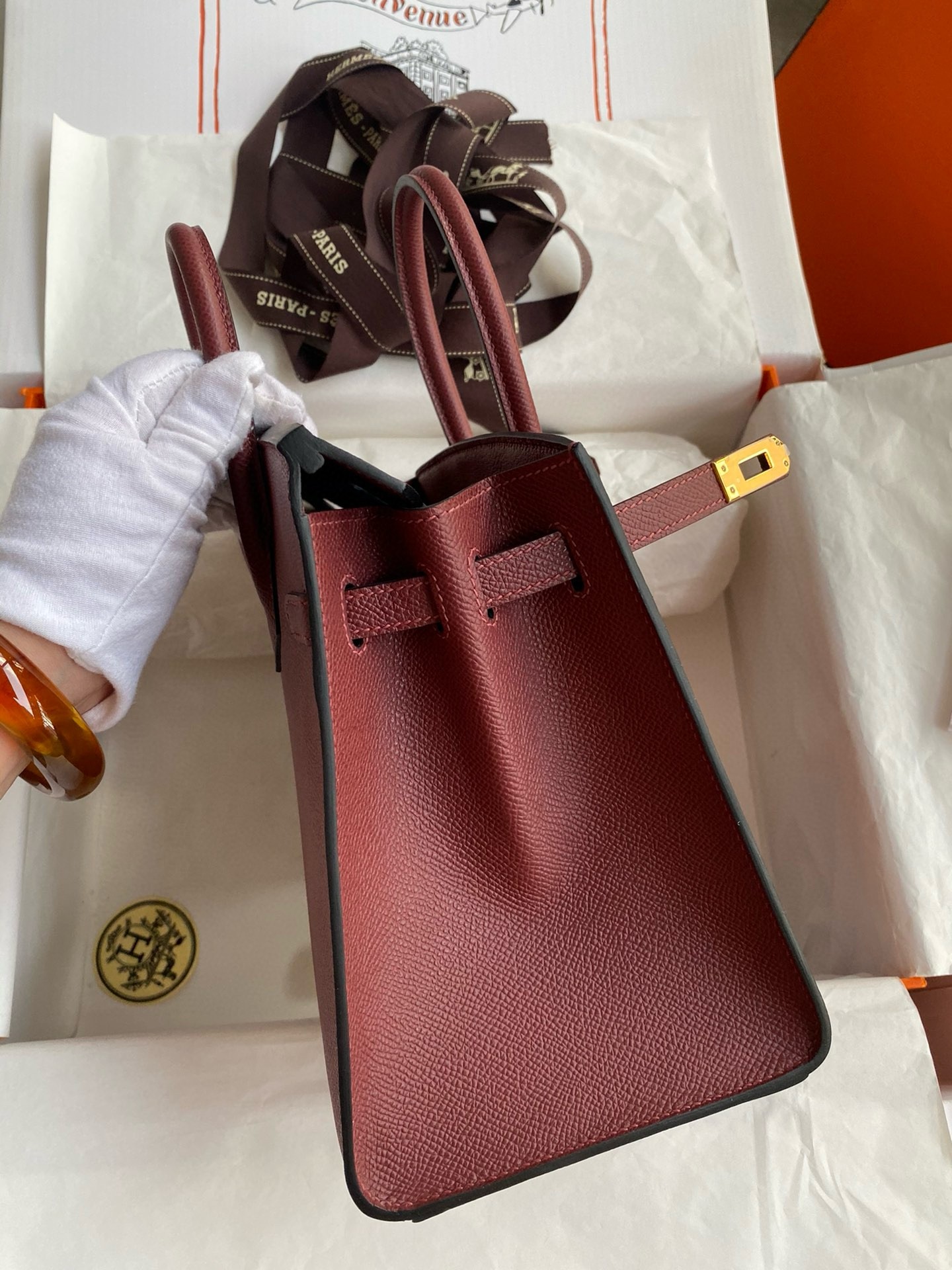 H**mes birkin 25 sellier handmade bag in rouge h epsom calfskin