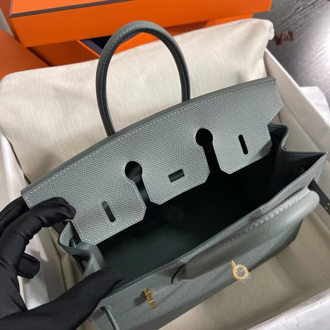 H**mes birkin 25 sellier handmade bag in vert amanda epsom calfskin