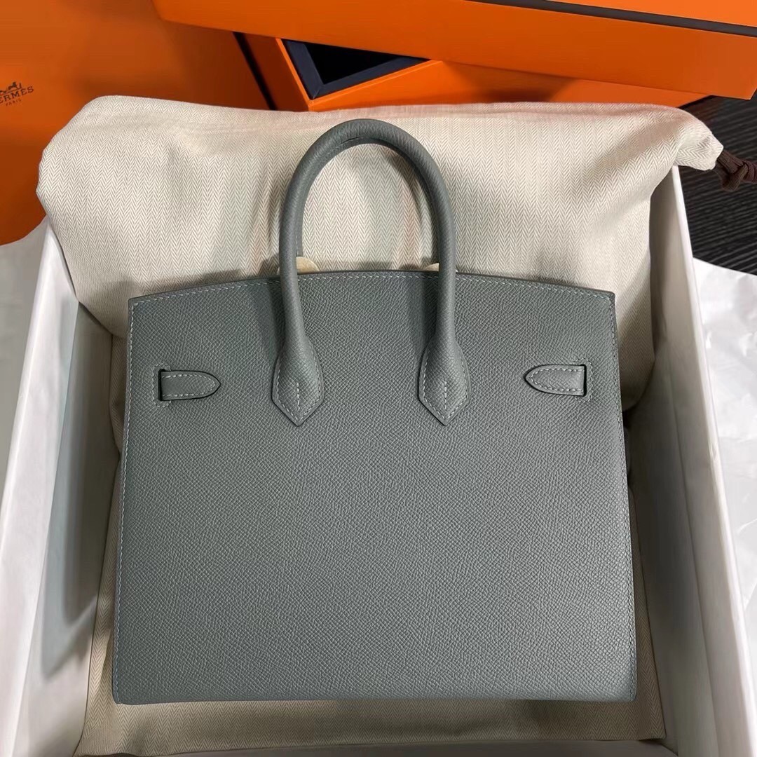 H**mes birkin 25 sellier handmade bag in vert amanda epsom calfskin