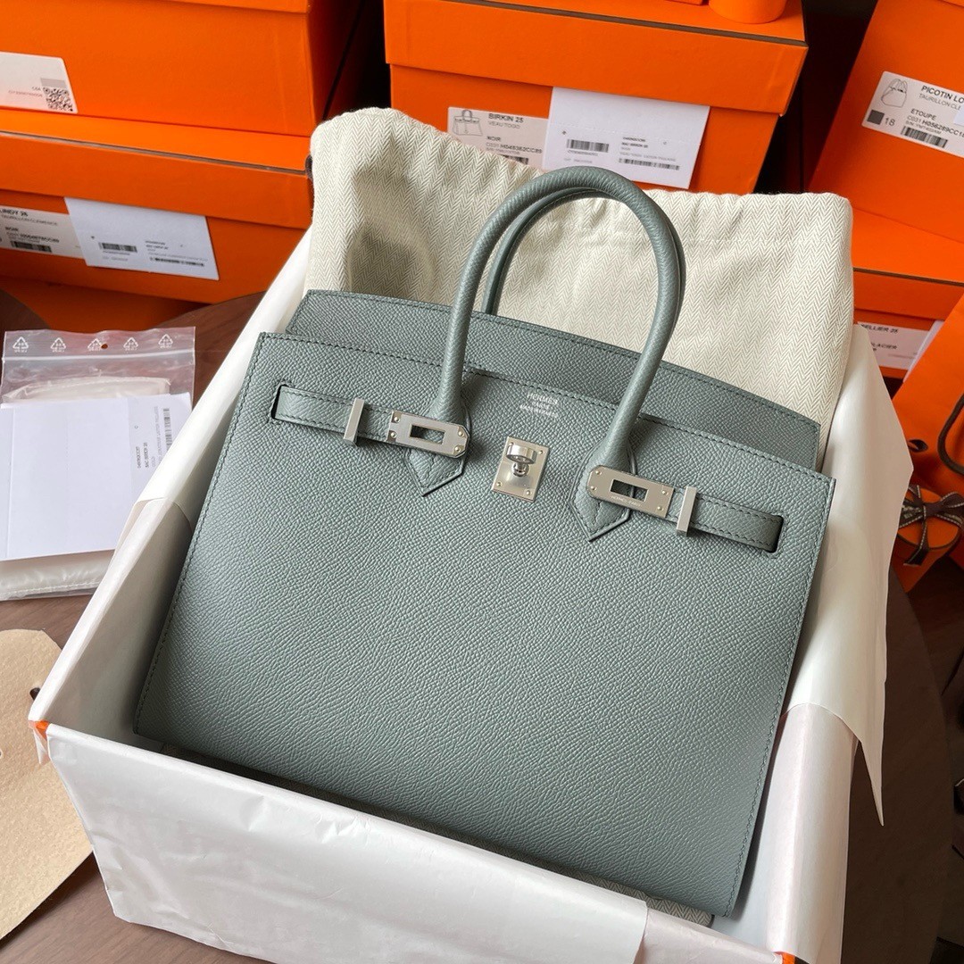 H**mes birkin 25 sellier handmade bag in vert amanda epsom calfskin