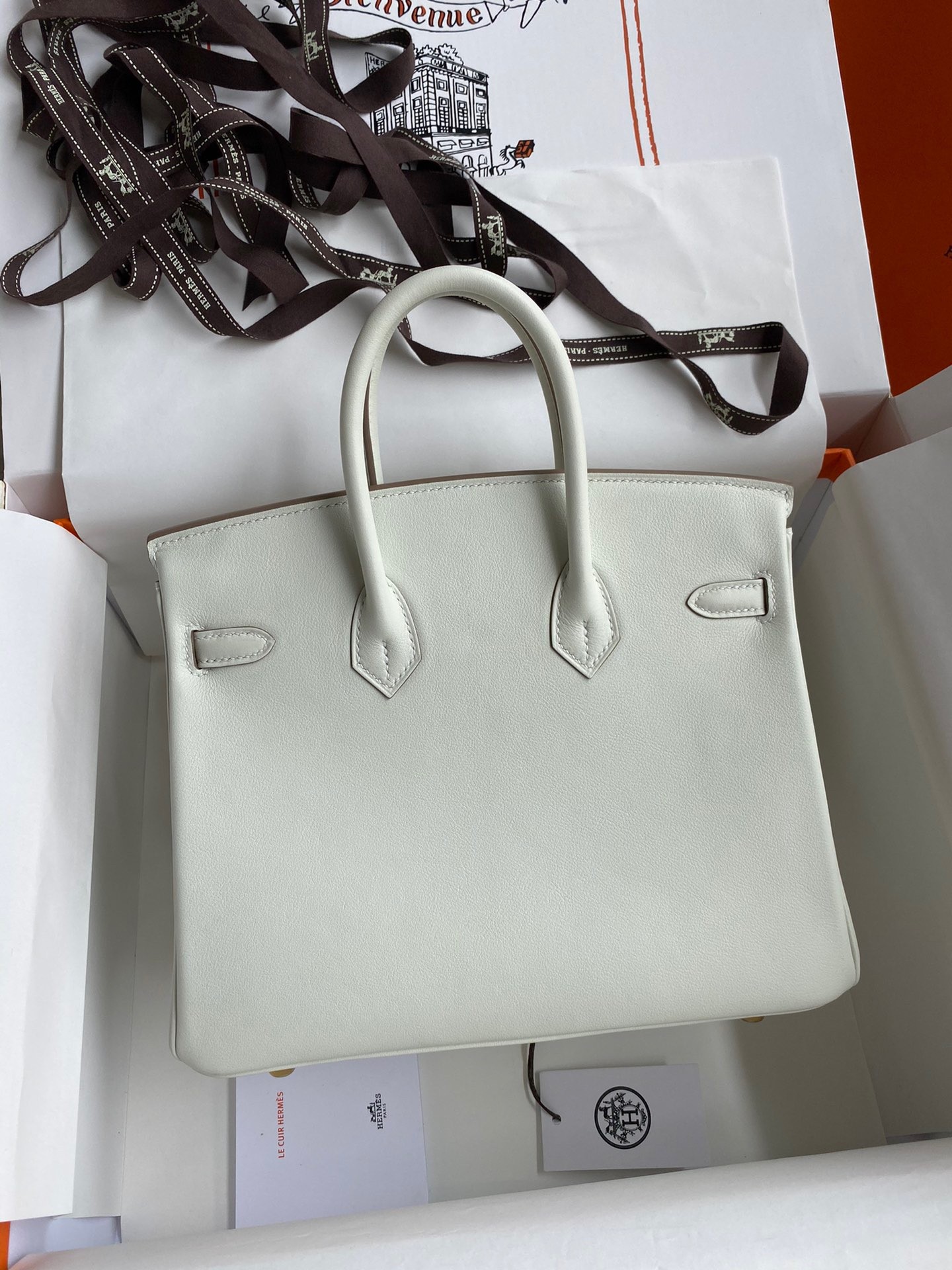 H**mes birkin 25 retourne handmade bag in beton swift calfskin