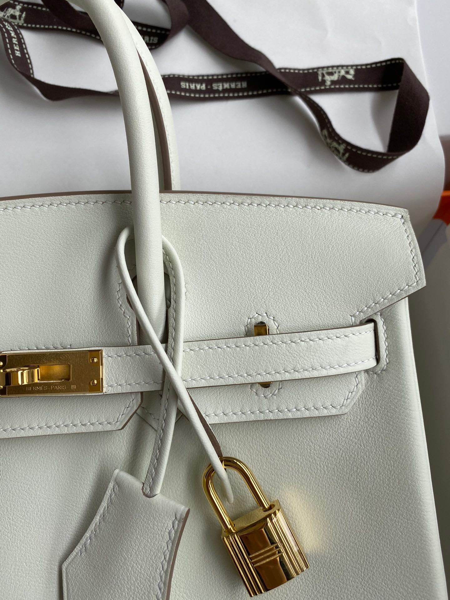 H**mes birkin 25 retourne handmade bag in beton swift calfskin