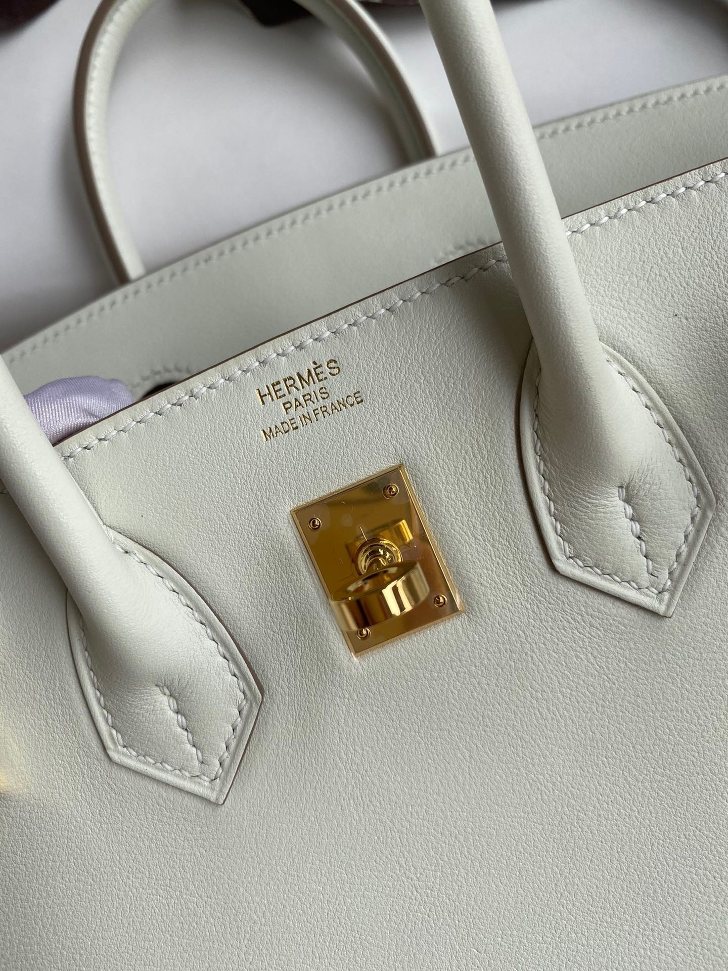 H**mes birkin 25 retourne handmade bag in beton swift calfskin