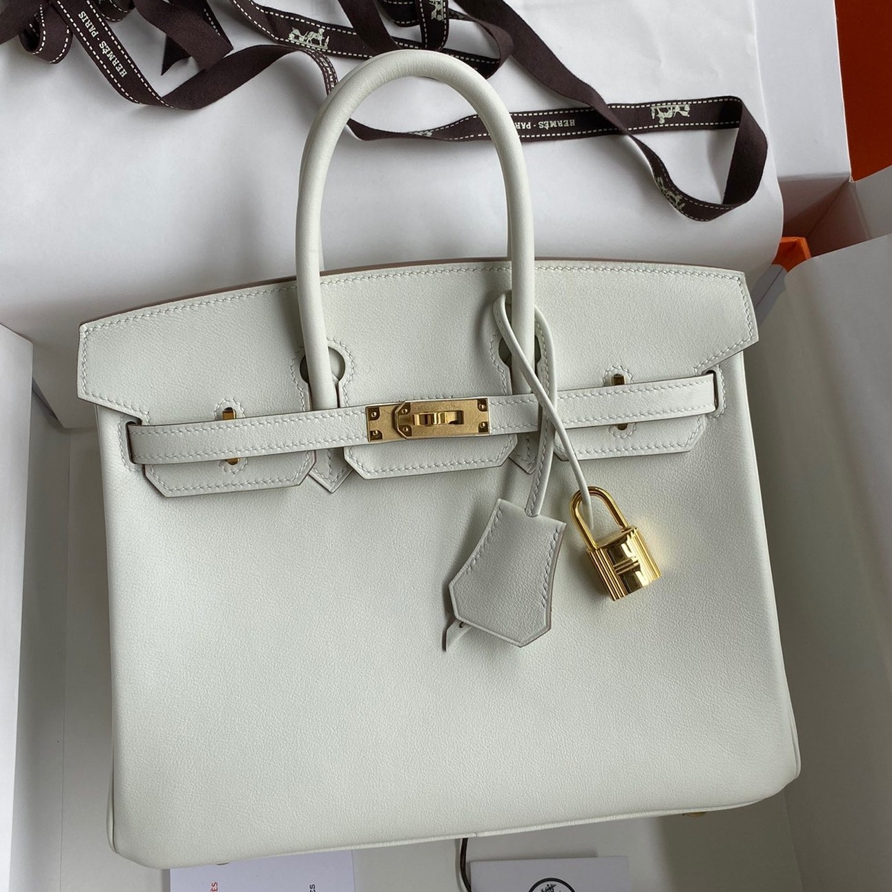H**mes birkin 25 retourne handmade bag in beton swift calfskin