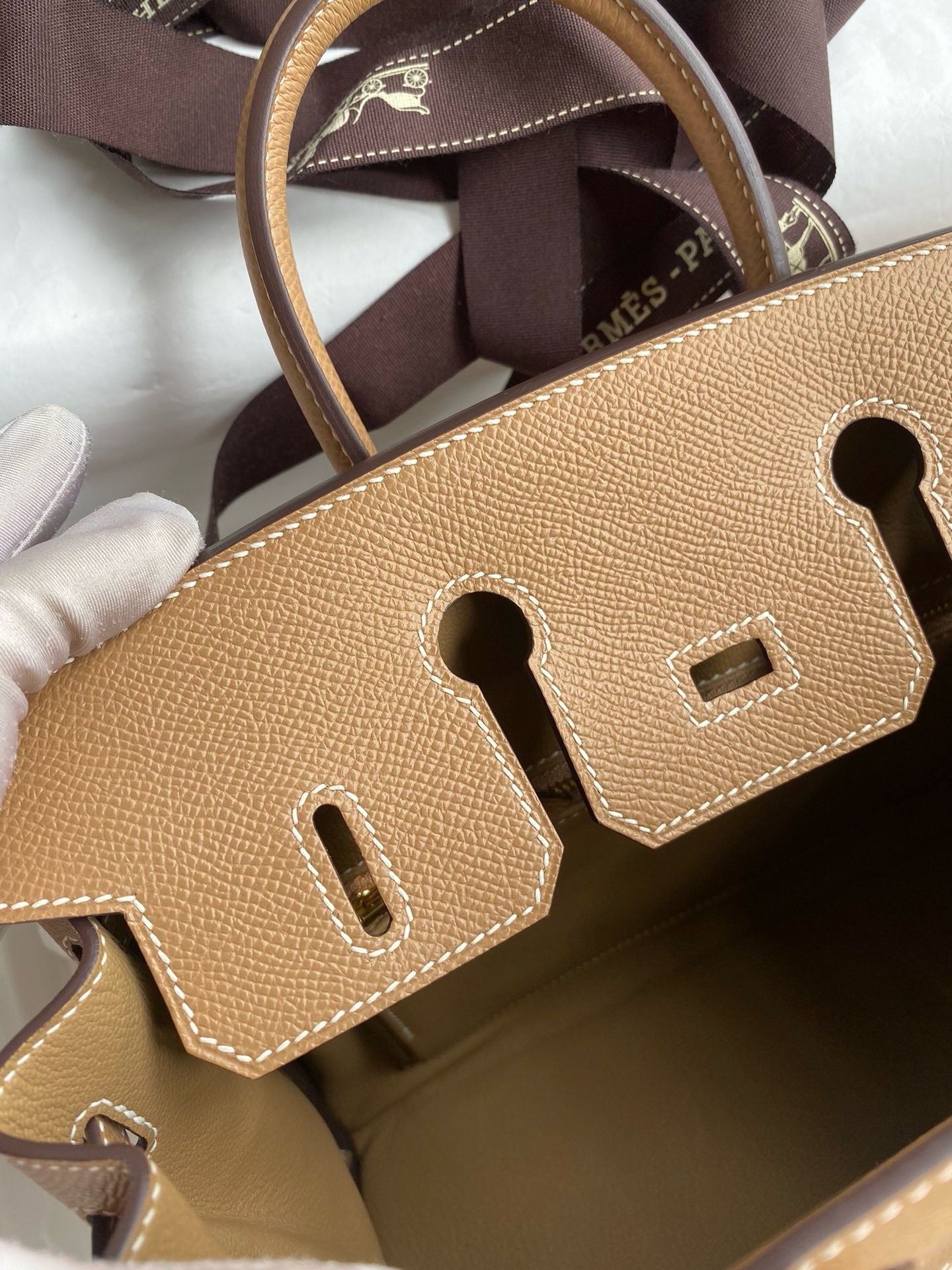H**mes birkin 25 handmade bag in toile & chai epsom leather