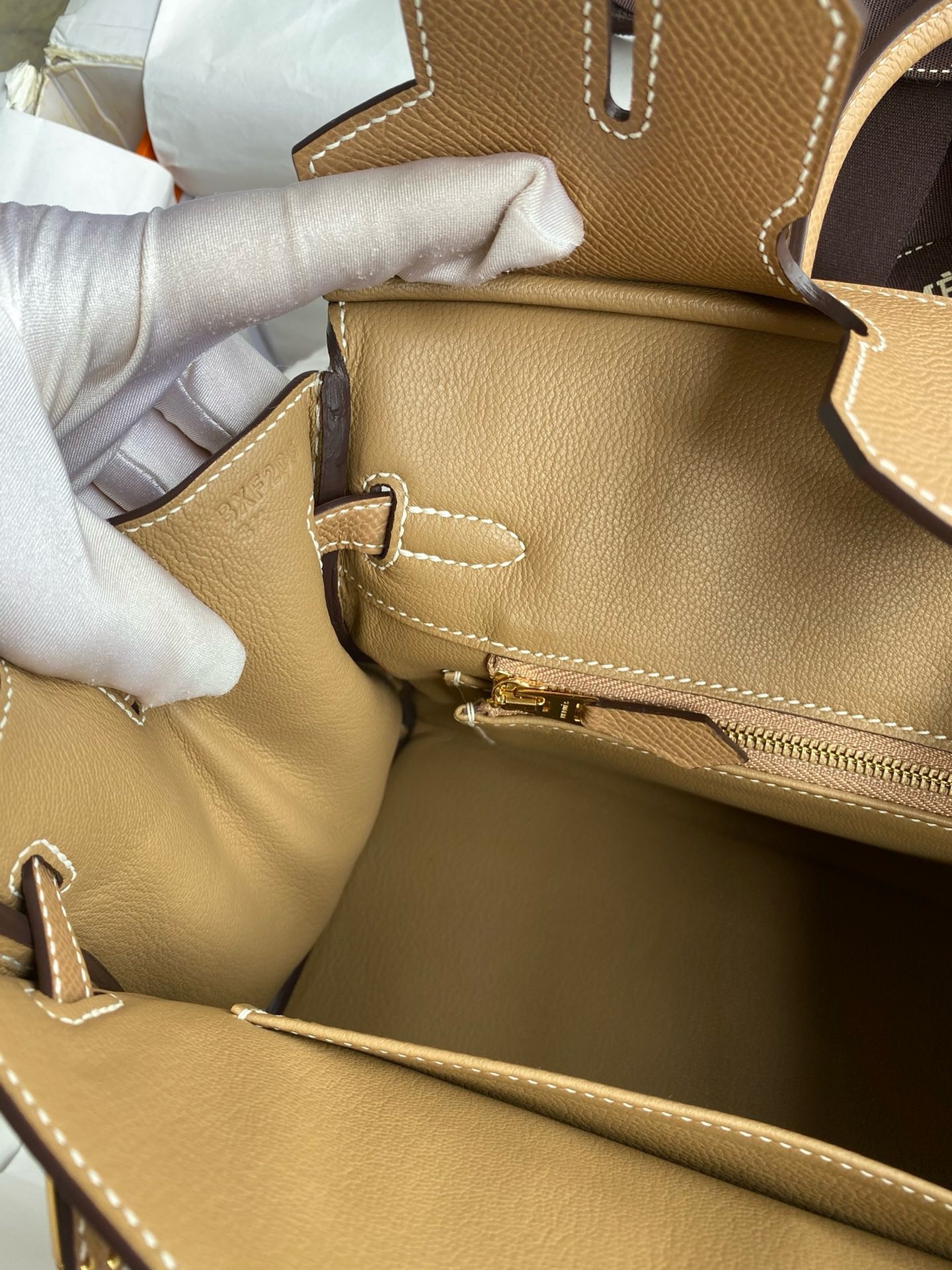 H**mes birkin 25 handmade bag in toile & chai epsom leather