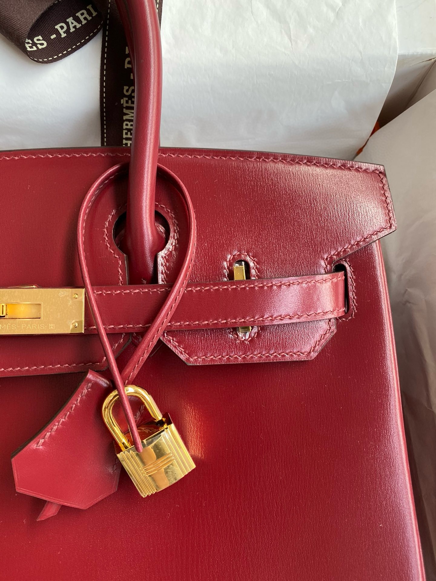 H**mes birkin 30 retourne handmade bag in rouge h box calfskin