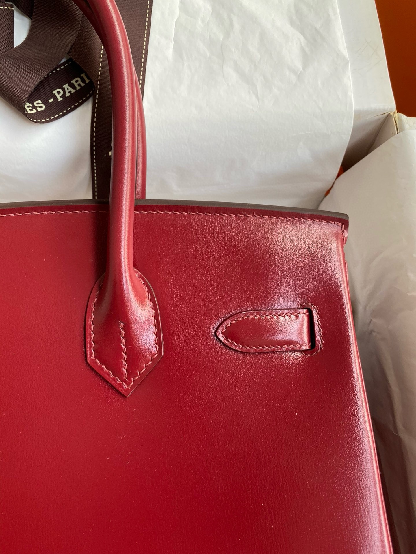 H**mes birkin 30 retourne handmade bag in rouge h box calfskin