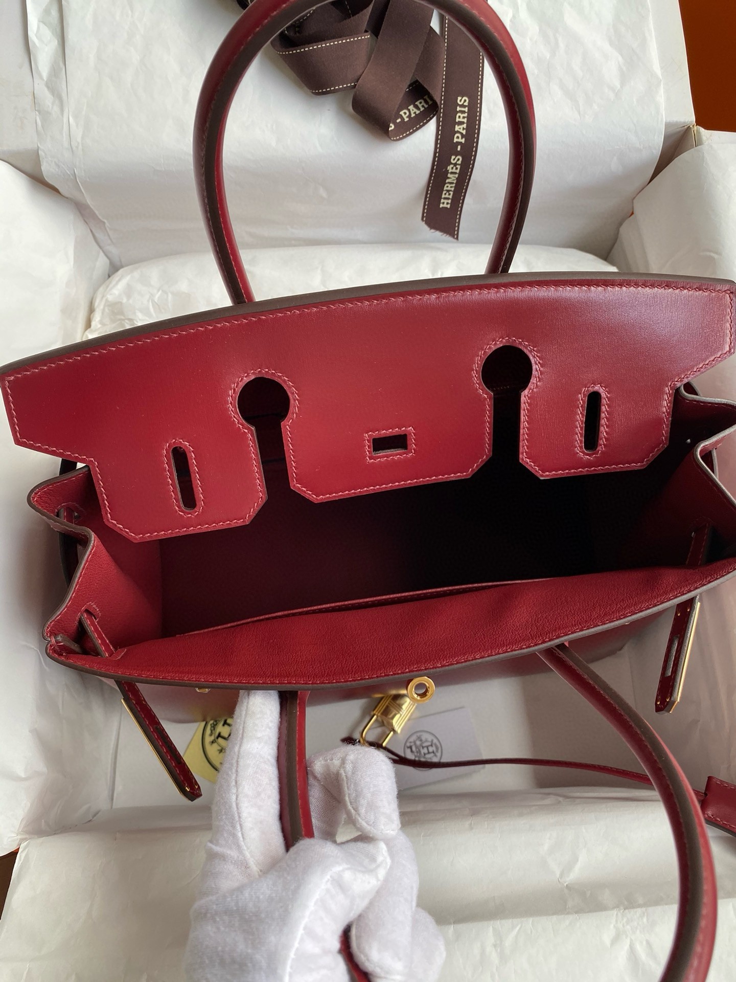H**mes birkin 30 retourne handmade bag in rouge h box calfskin