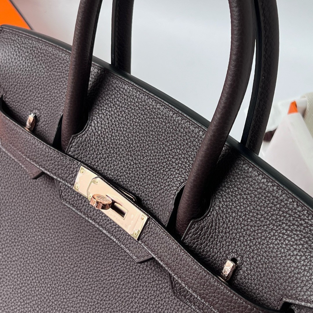 H**mes birkin 30 retourne handmade bag in rouge sellier clemence leather