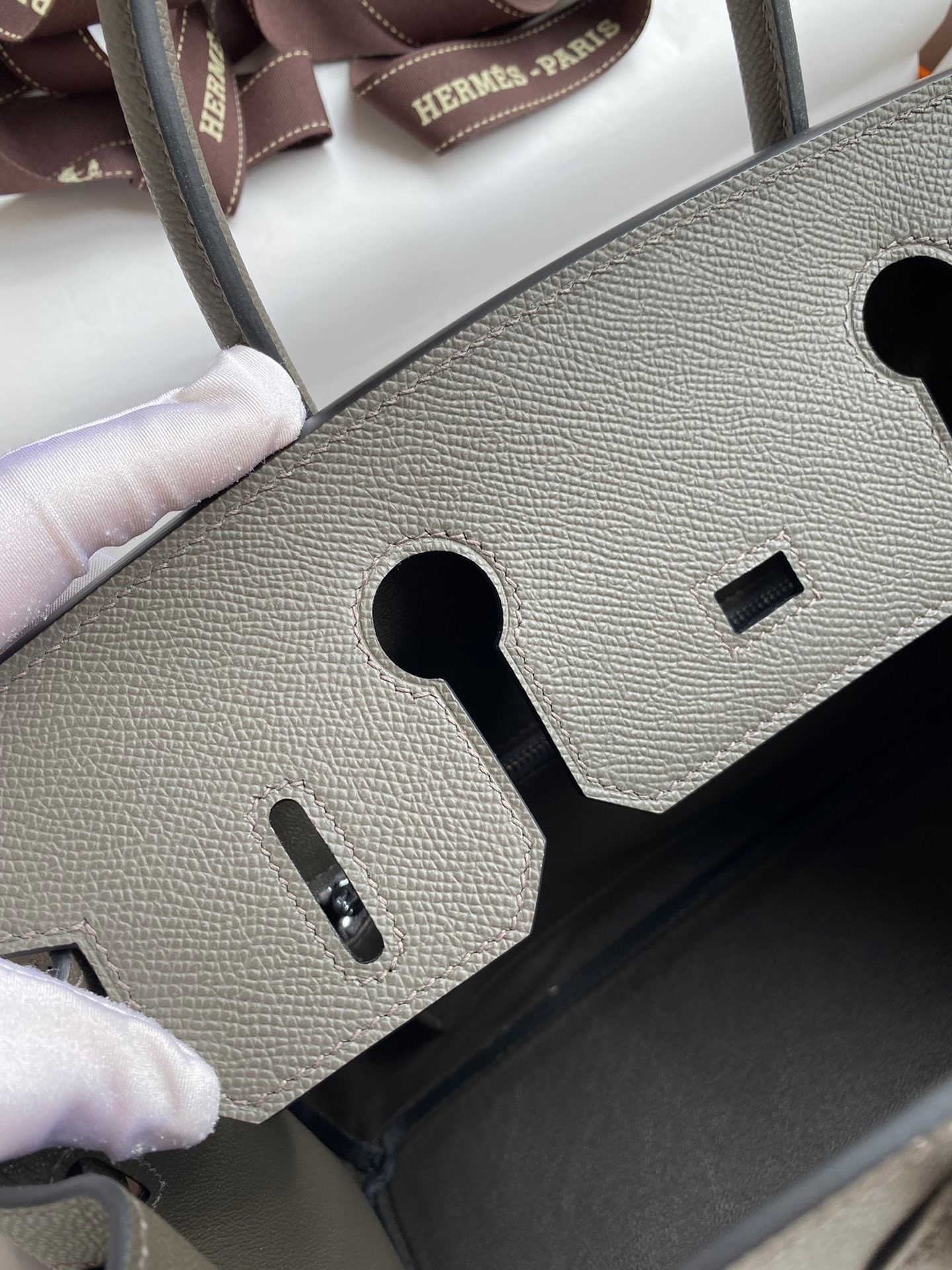 H**mes birkin 30 retourne handmade bag in etain epsom calfskin