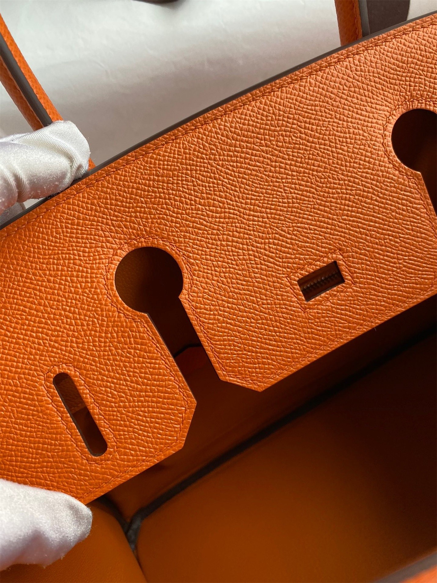 H**mes birkin 30 retourne handmade bag in orange epsom calfskin