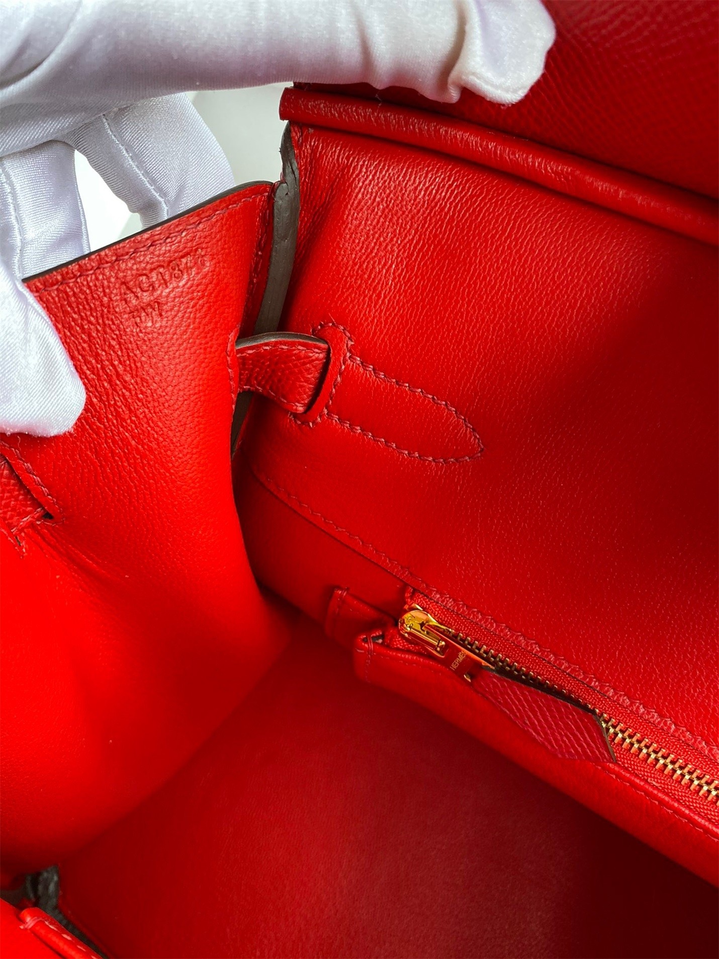 H**mes birkin 30 retourne handmade bag in red epsom calfskin