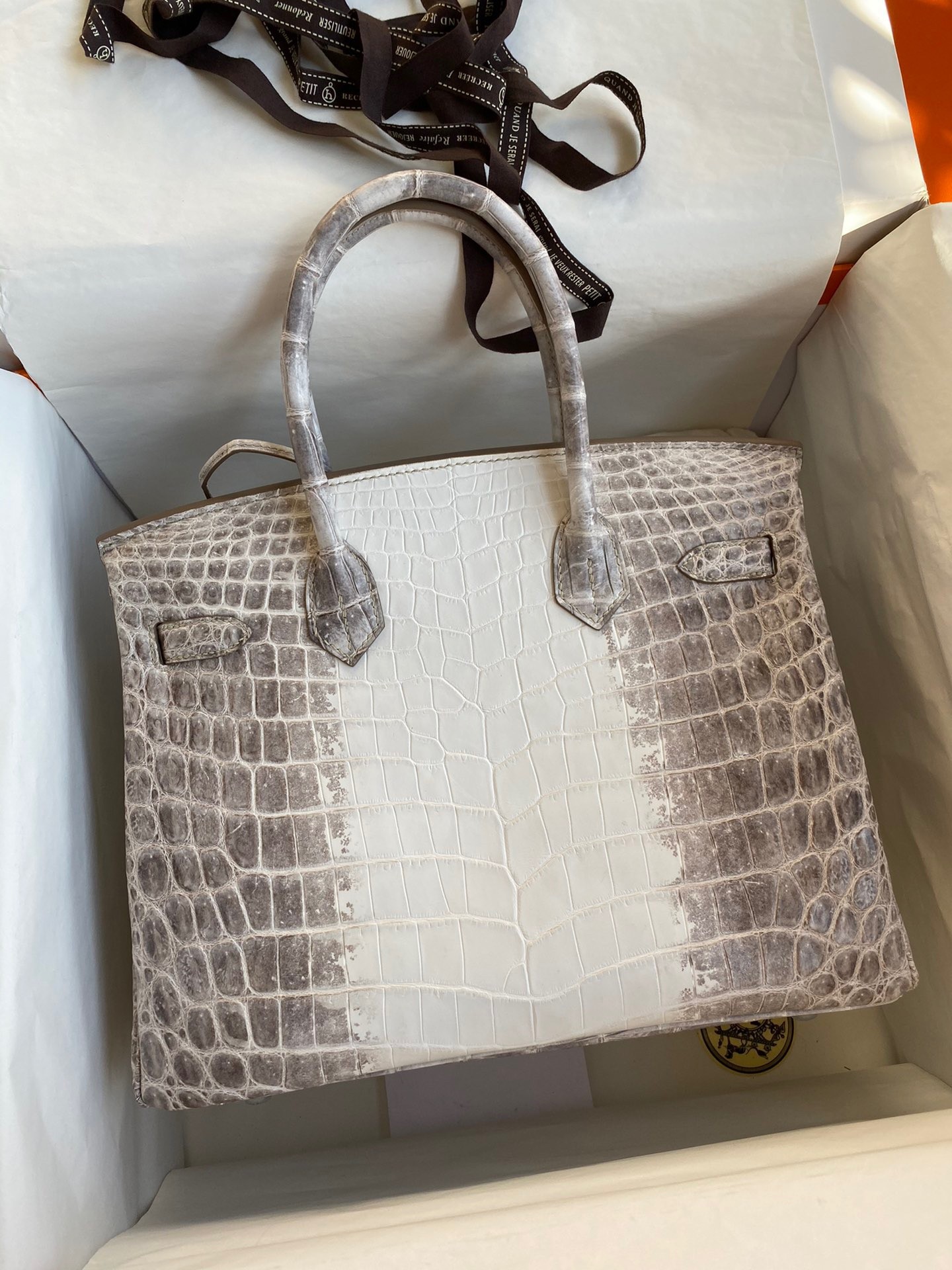 H**mes birkin 30 handmade bag in himalaya niloticus crocodile skin