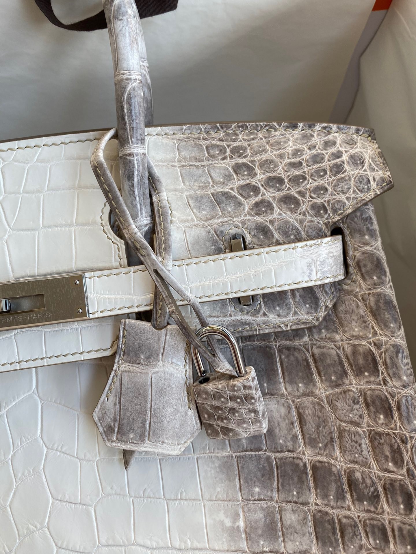 H**mes birkin 30 handmade bag in himalaya niloticus crocodile skin