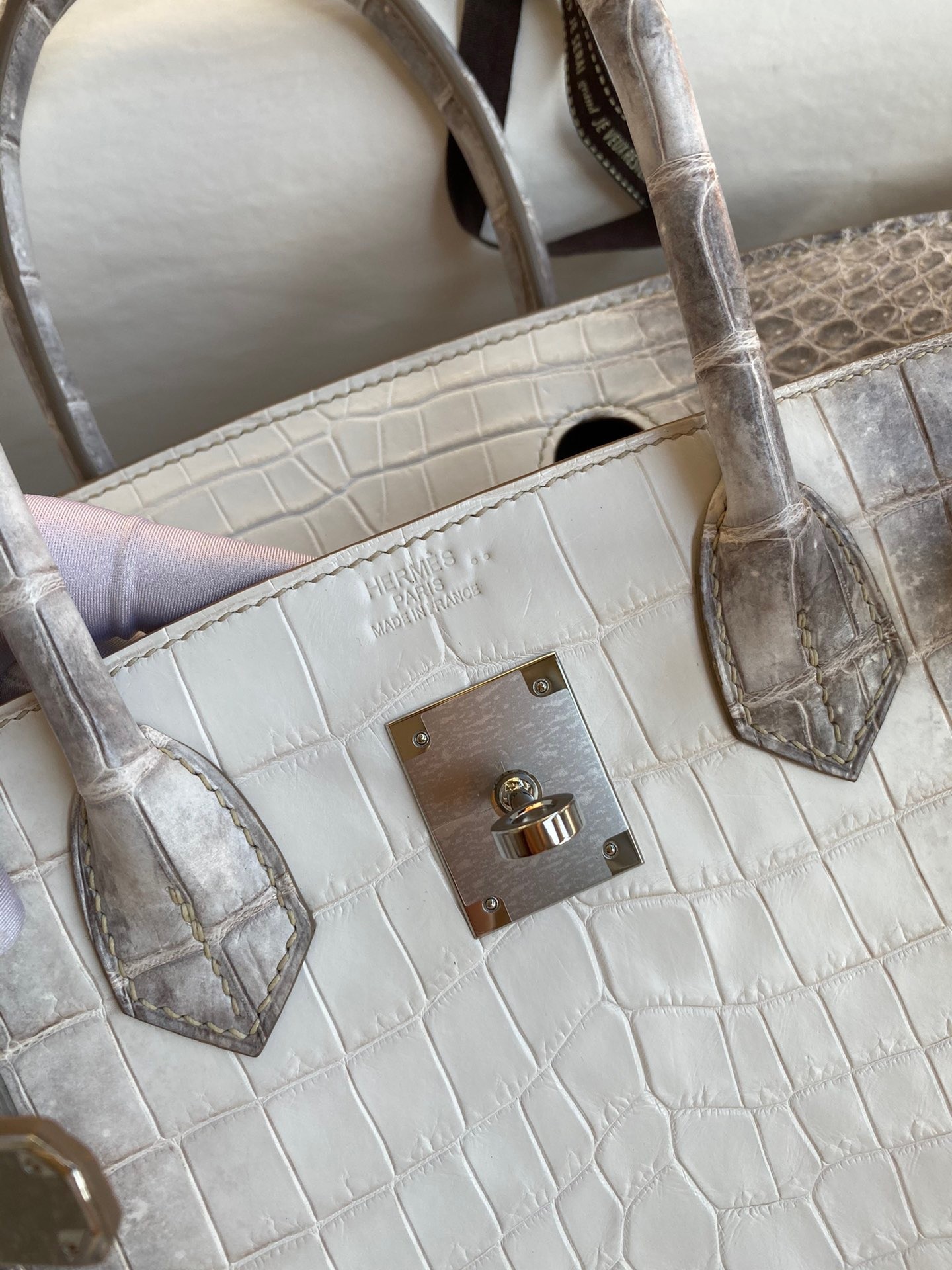 H**mes birkin 30 handmade bag in himalaya niloticus crocodile skin