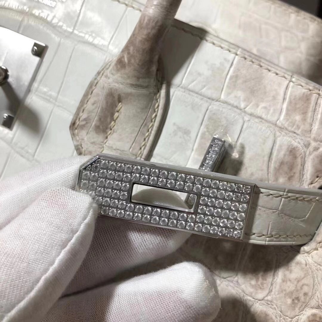 H**mes diamond birkin 30cm bag in himalaya niloticus crocodile skin