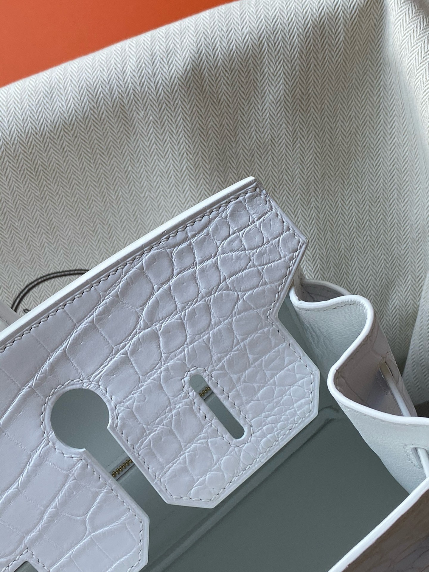 H**mes birkin 30 handmade bag in white crocodile niloticus matte skin