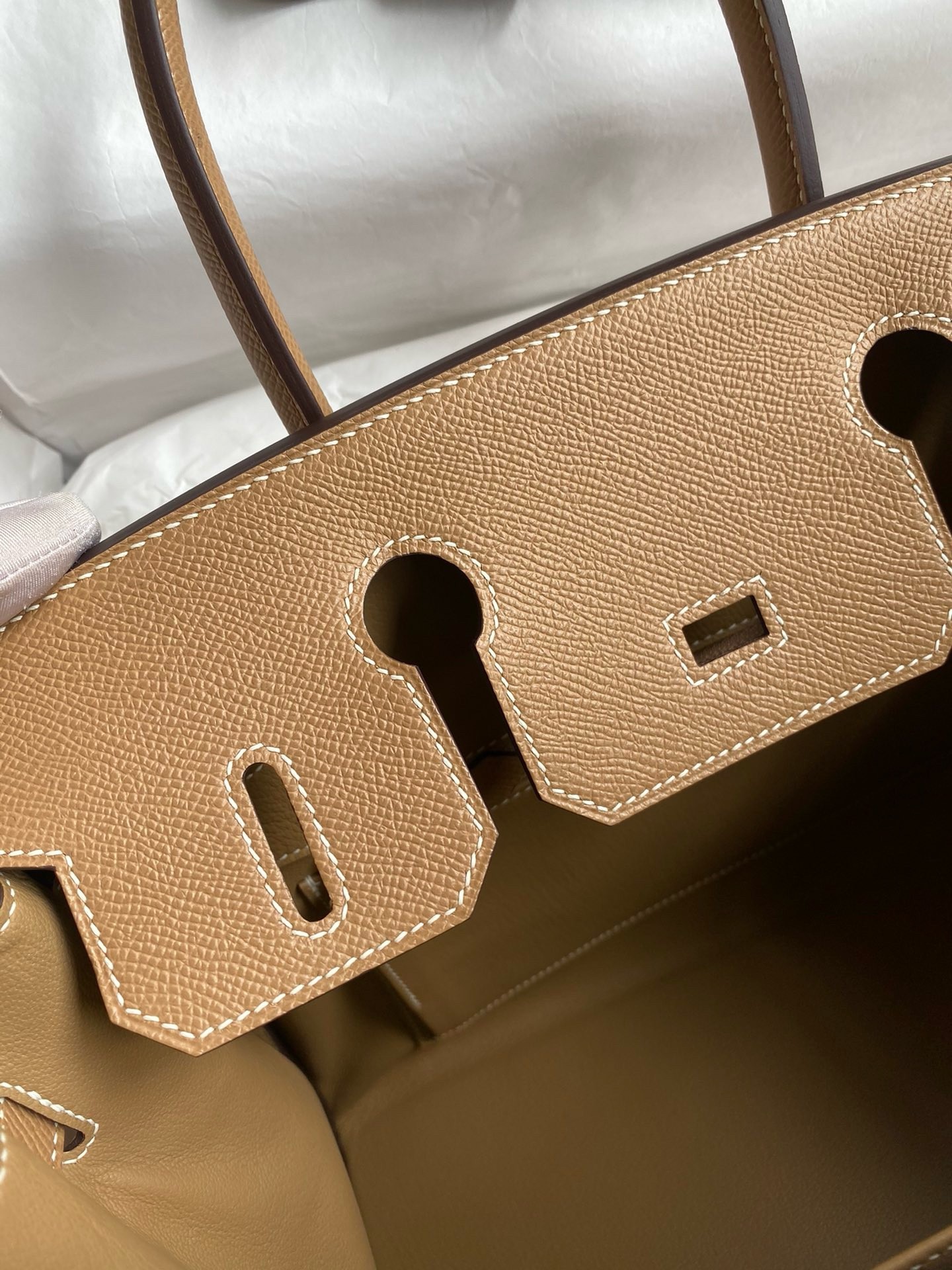 H**mes birkin 30 handmade bag in toile & chai epsom leather