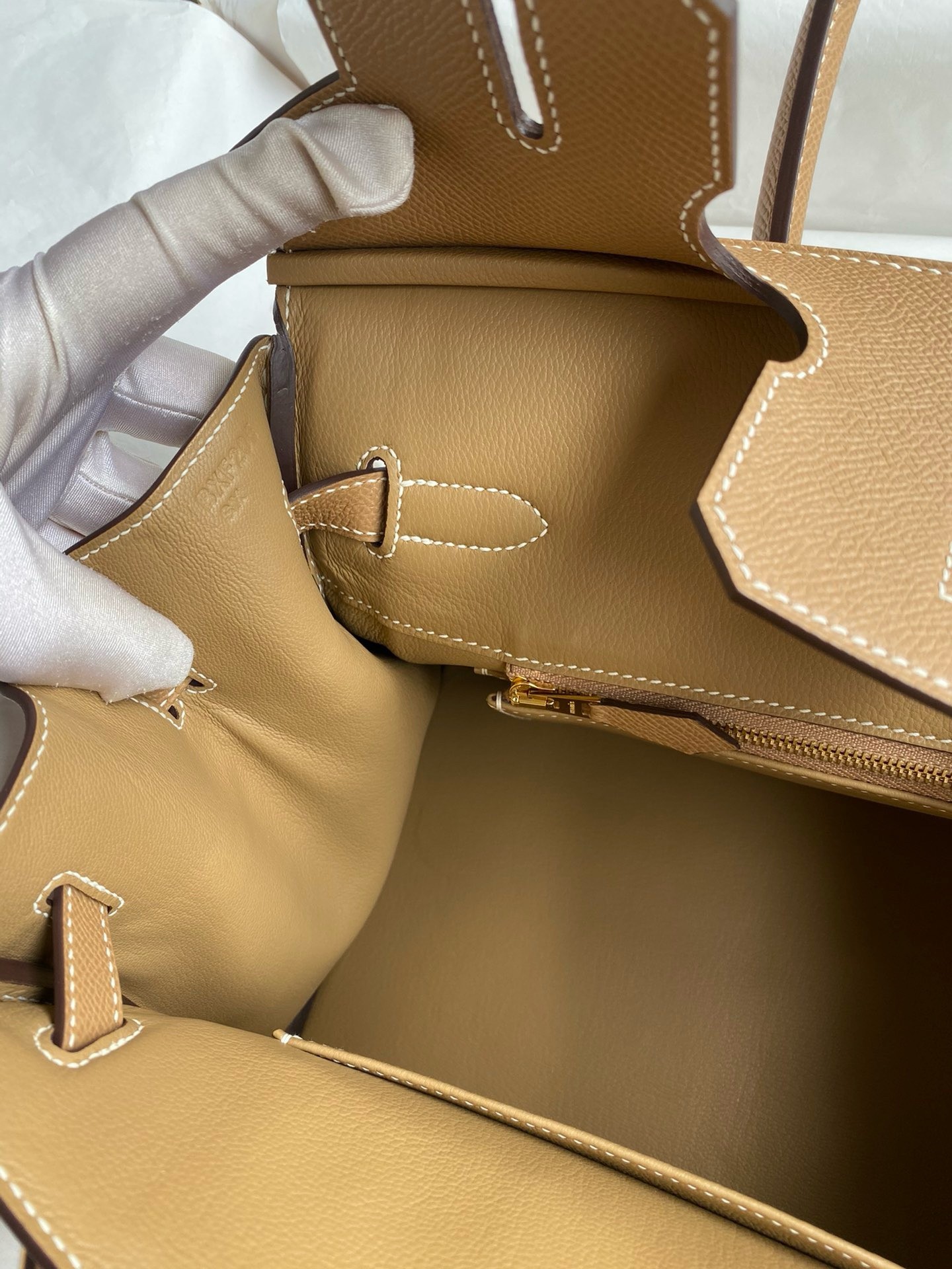 H**mes birkin 30 handmade bag in toile & chai epsom leather