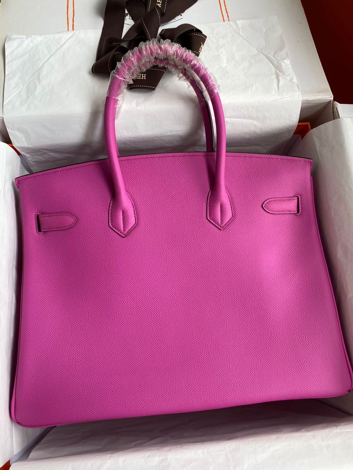 H**mes birkin 35 retourne handmade bag in rose magnolia epsom calfskin