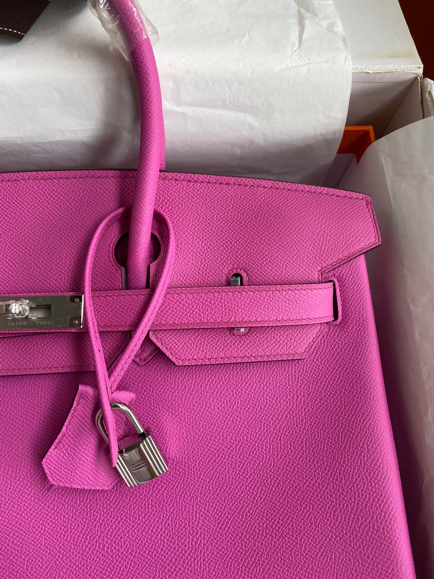 H**mes birkin 35 retourne handmade bag in rose magnolia epsom calfskin