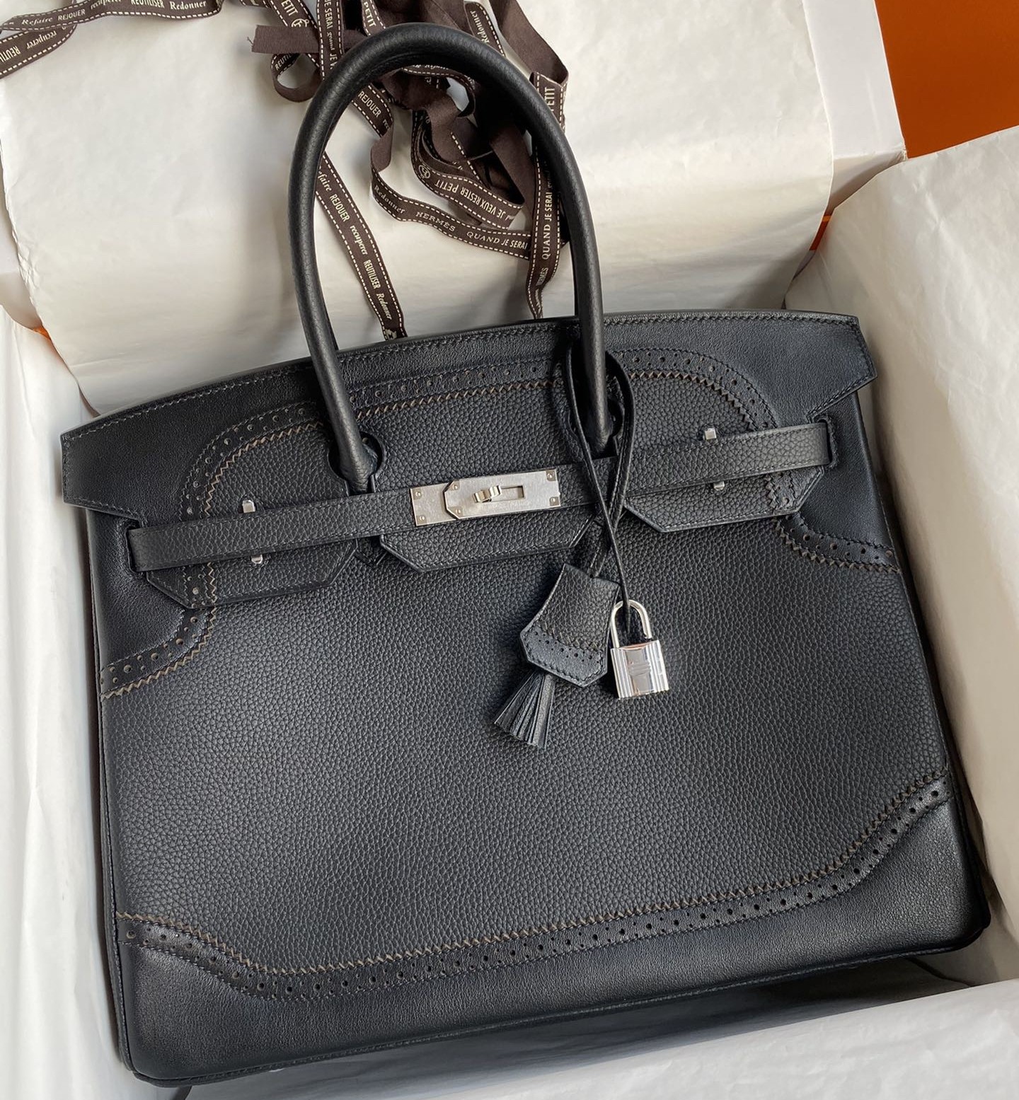 H**mes ghillies birkin 35cm limited-edition bag in black calfskin