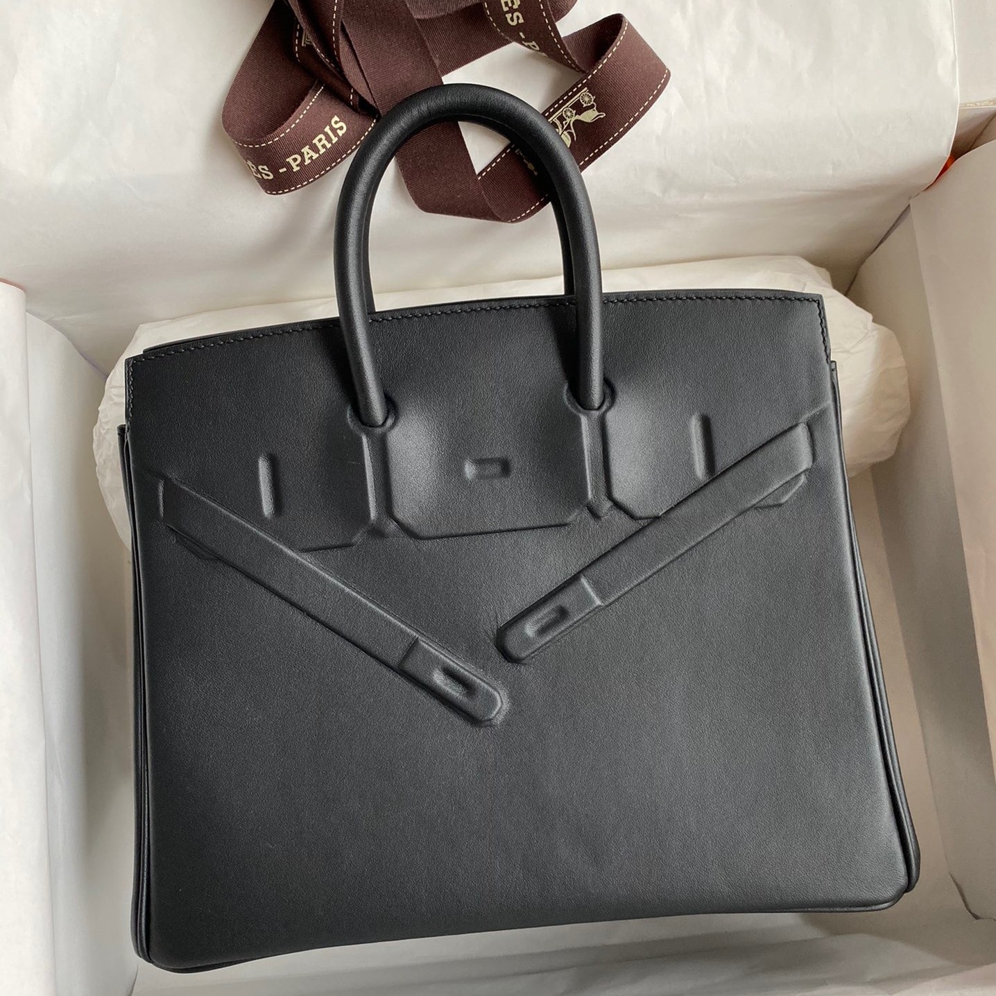 H**mes shadow birkin 25 limited edition bag in black swift calfskin