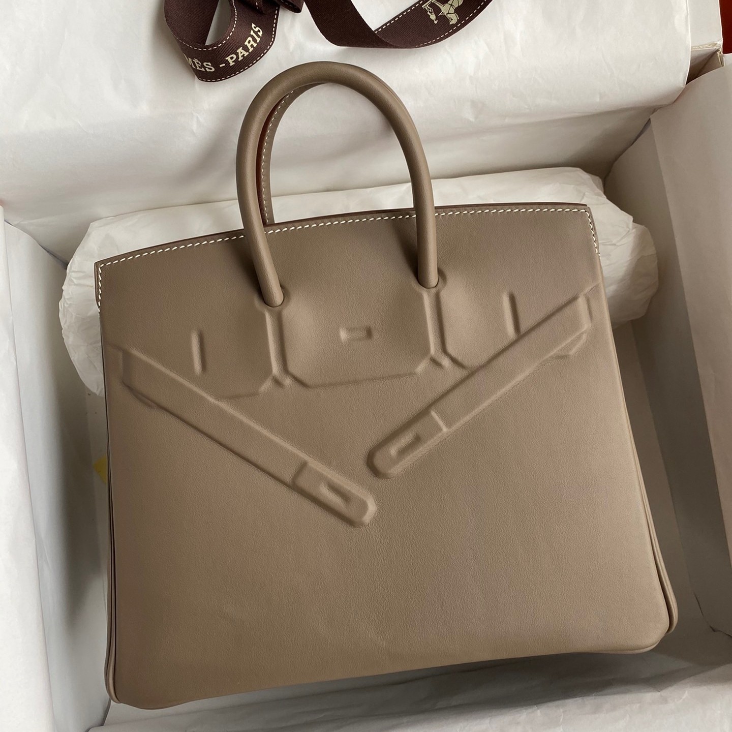 H**mes shadow birkin 25 limited edition bag in taupe swift calfskin