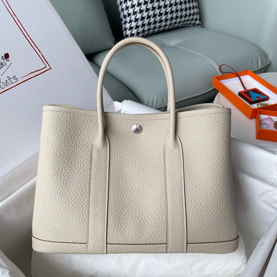 H**mes garden party 30 handmade bag in beton negonda leather