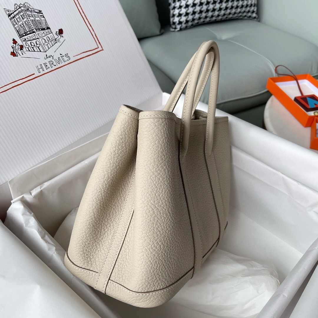 H**mes garden party 30 handmade bag in beton negonda leather