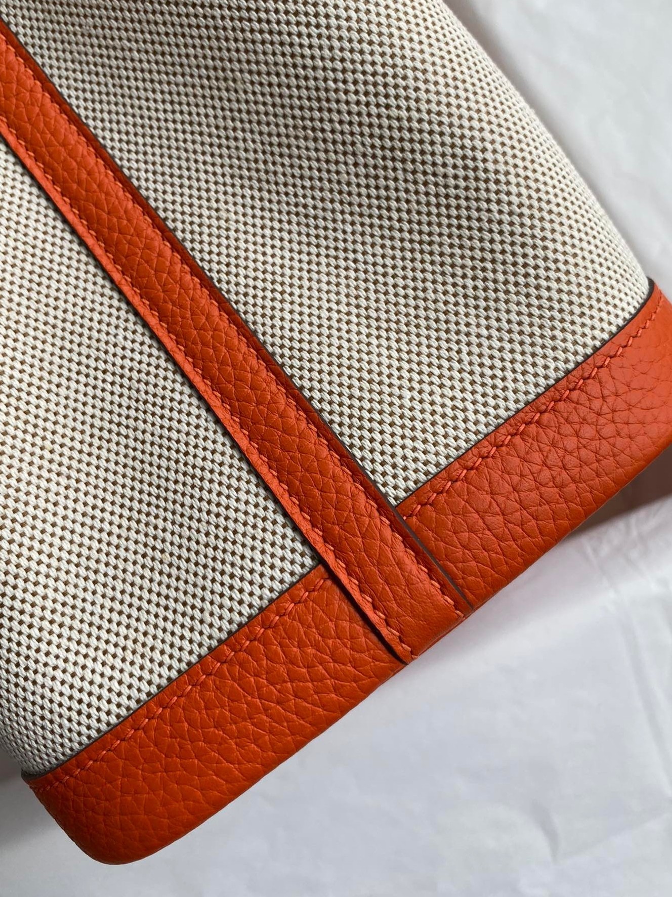 H**mes garden party 30 handmade bag in toile and orange leather