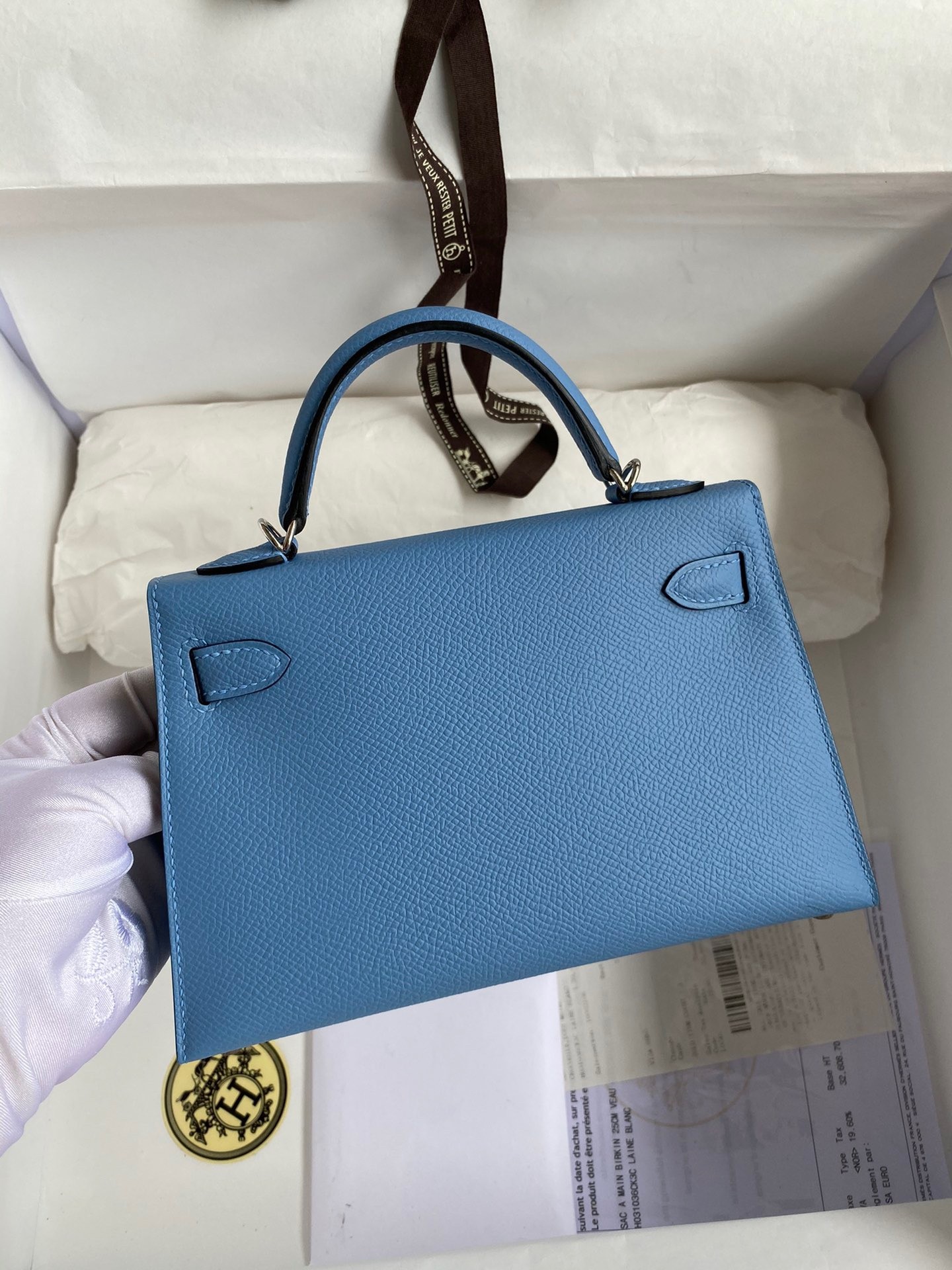 H**mes kelly mini ii sellier handmade bag in blue paradise epsom calfskin