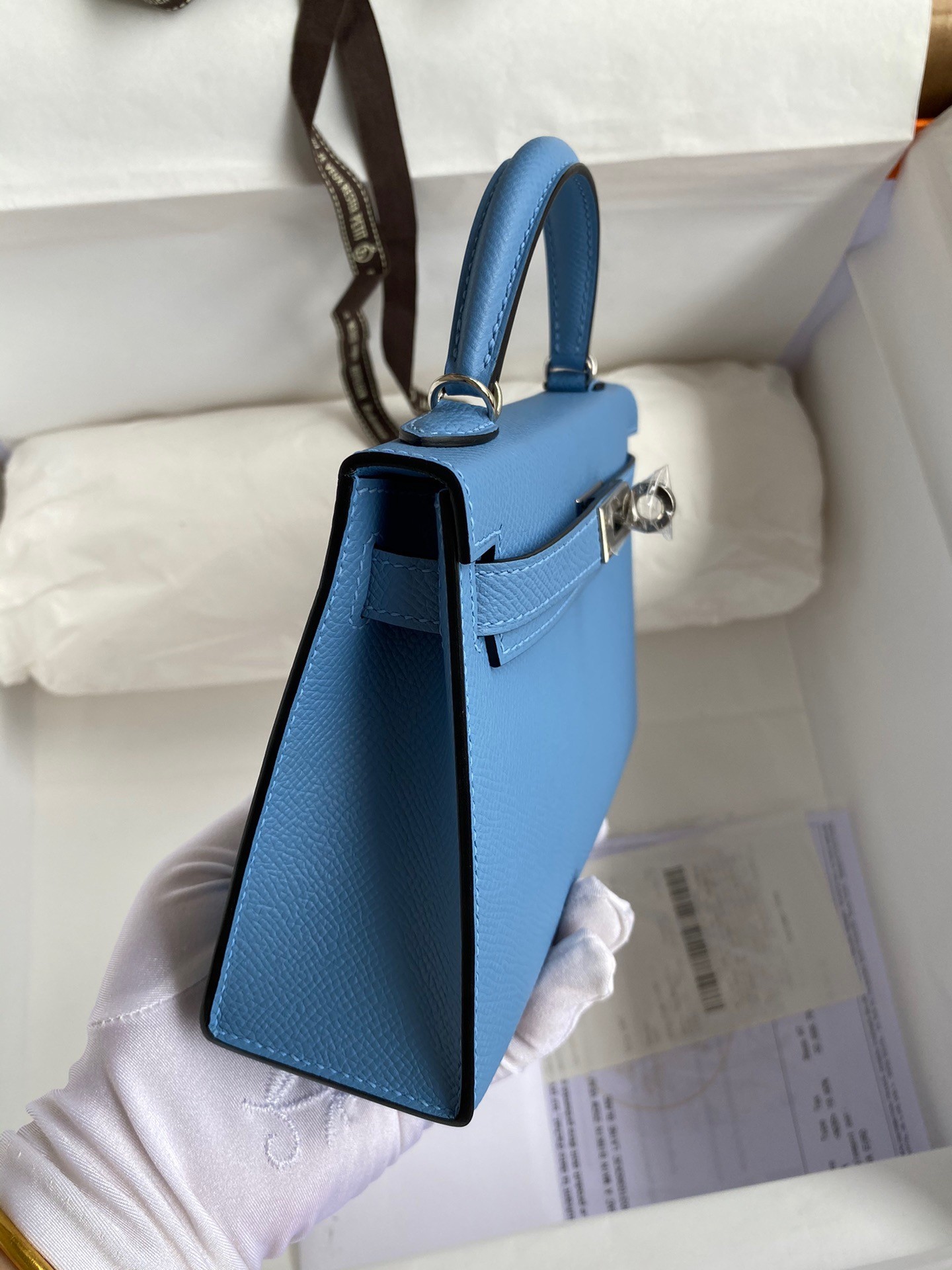 H**mes kelly mini ii sellier handmade bag in blue paradise epsom calfskin