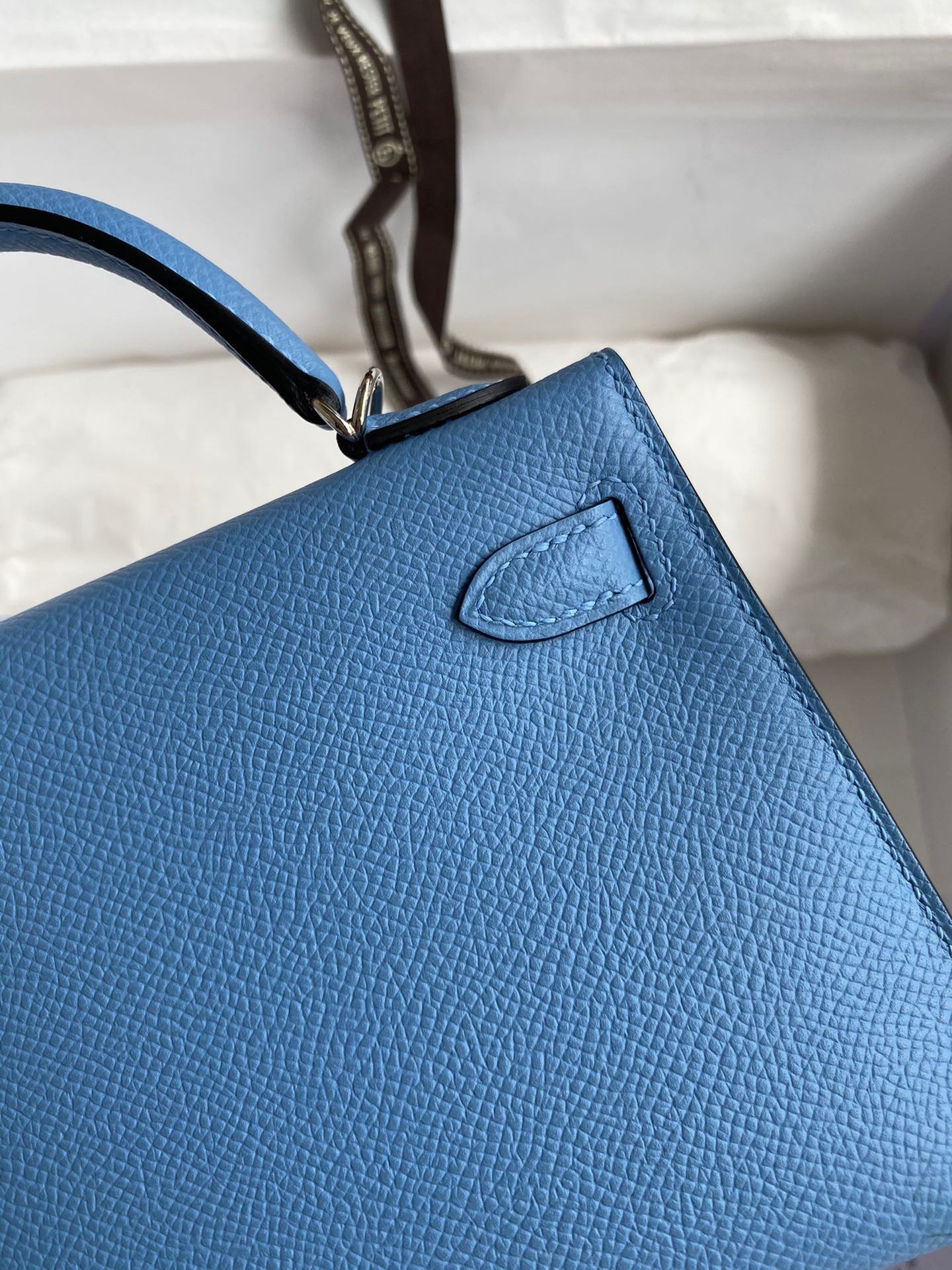 H**mes kelly mini ii sellier handmade bag in blue paradise epsom calfskin