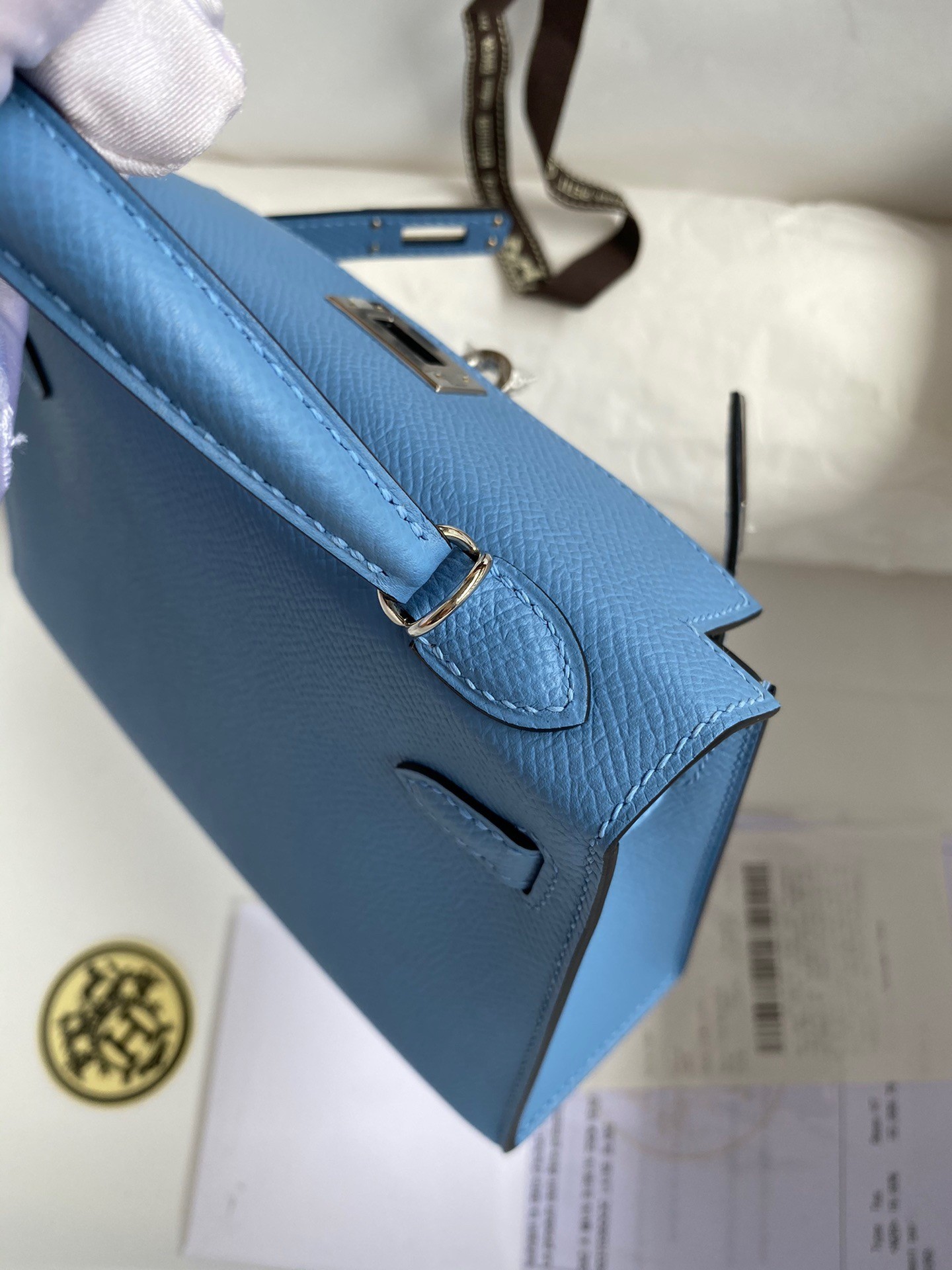 H**mes kelly mini ii sellier handmade bag in blue paradise epsom calfskin