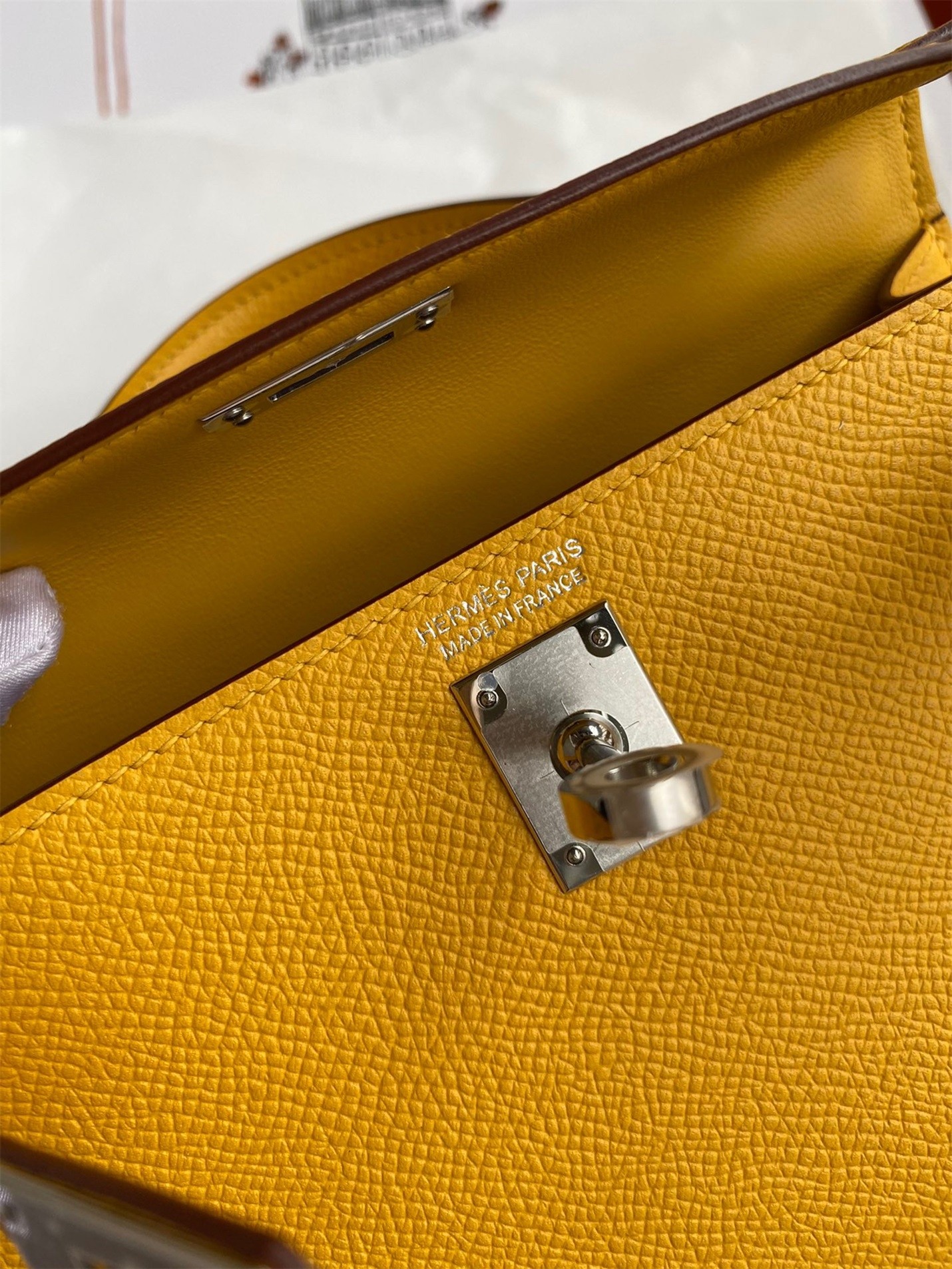 H**mes kelly mini ii sellier handmade bag in jaune ambre epsom calfskin