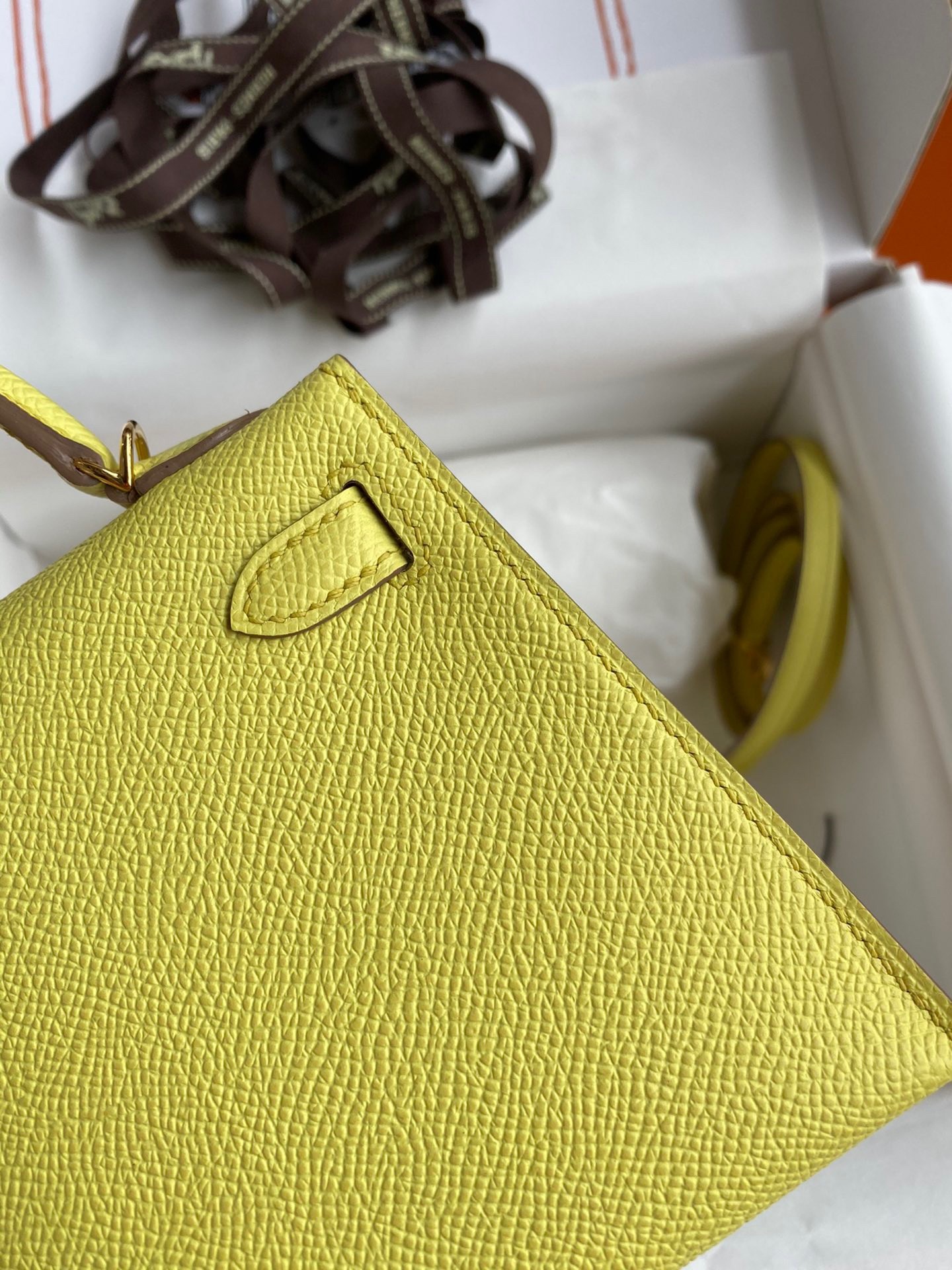 H**mes kelly mini ii sellier handmade bag in lime epsom calfskin