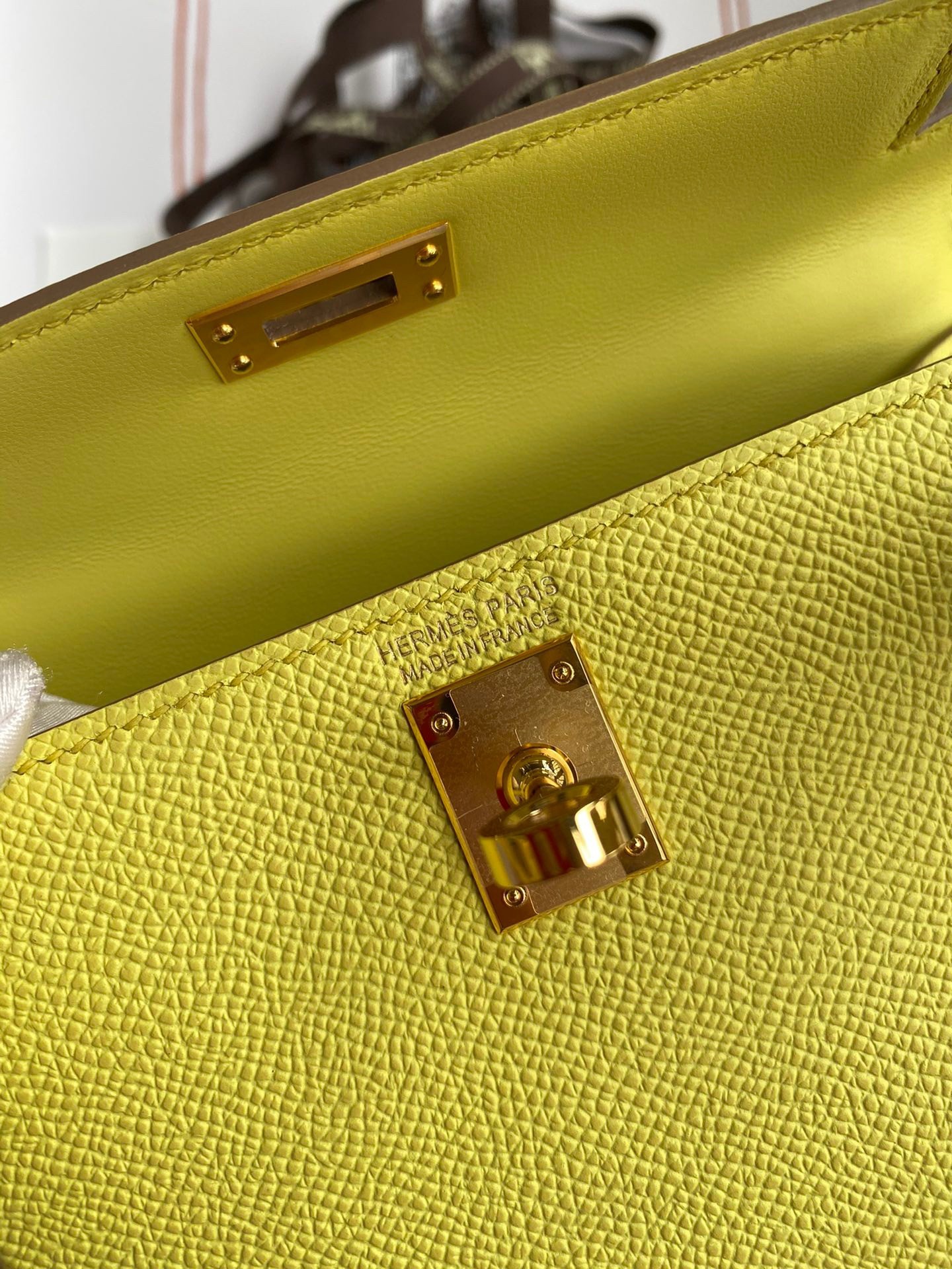 H**mes kelly mini ii sellier handmade bag in lime epsom calfskin
