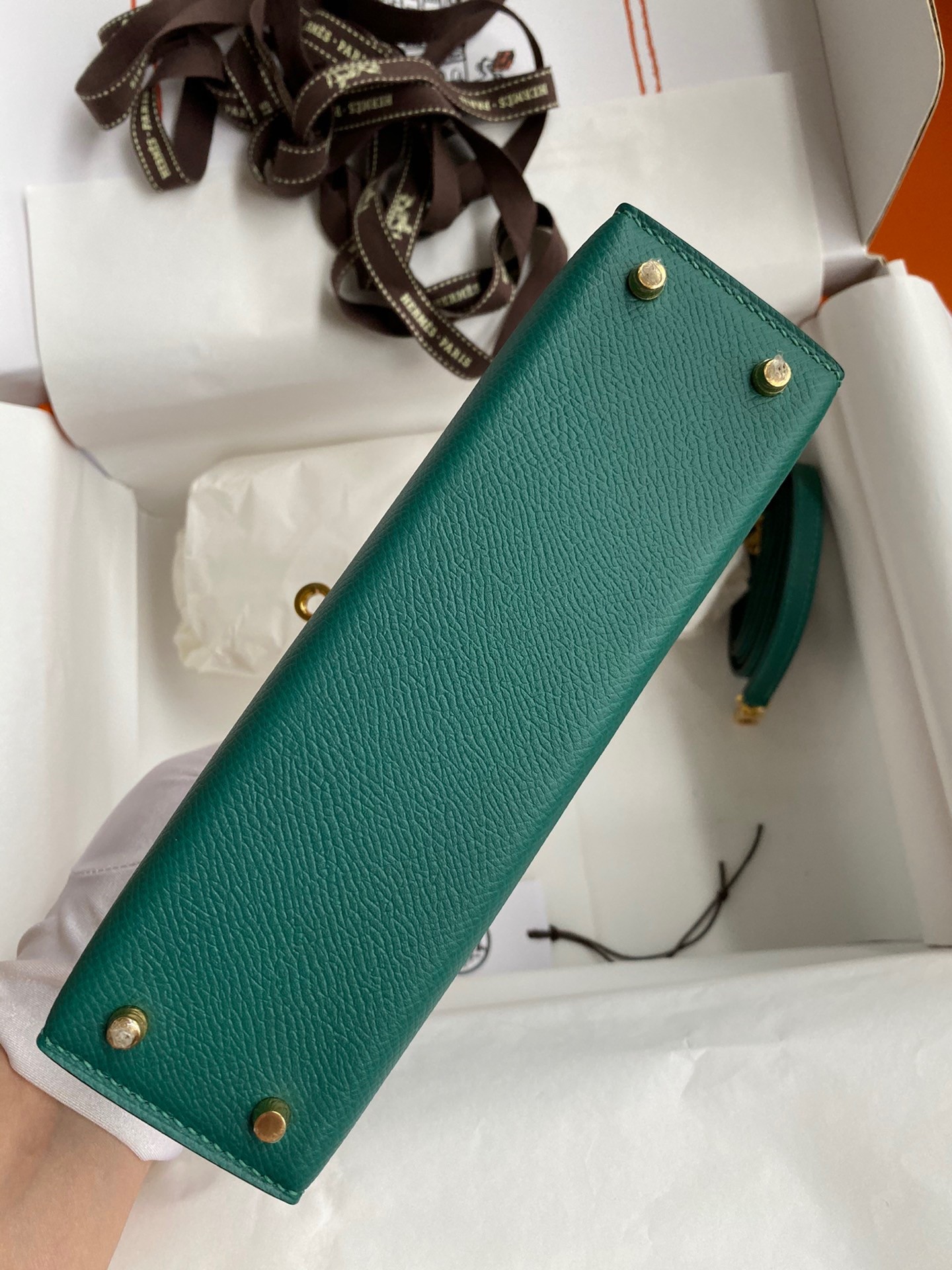 H**mes kelly mini ii sellier handmade bag in malachite epsom calfskin