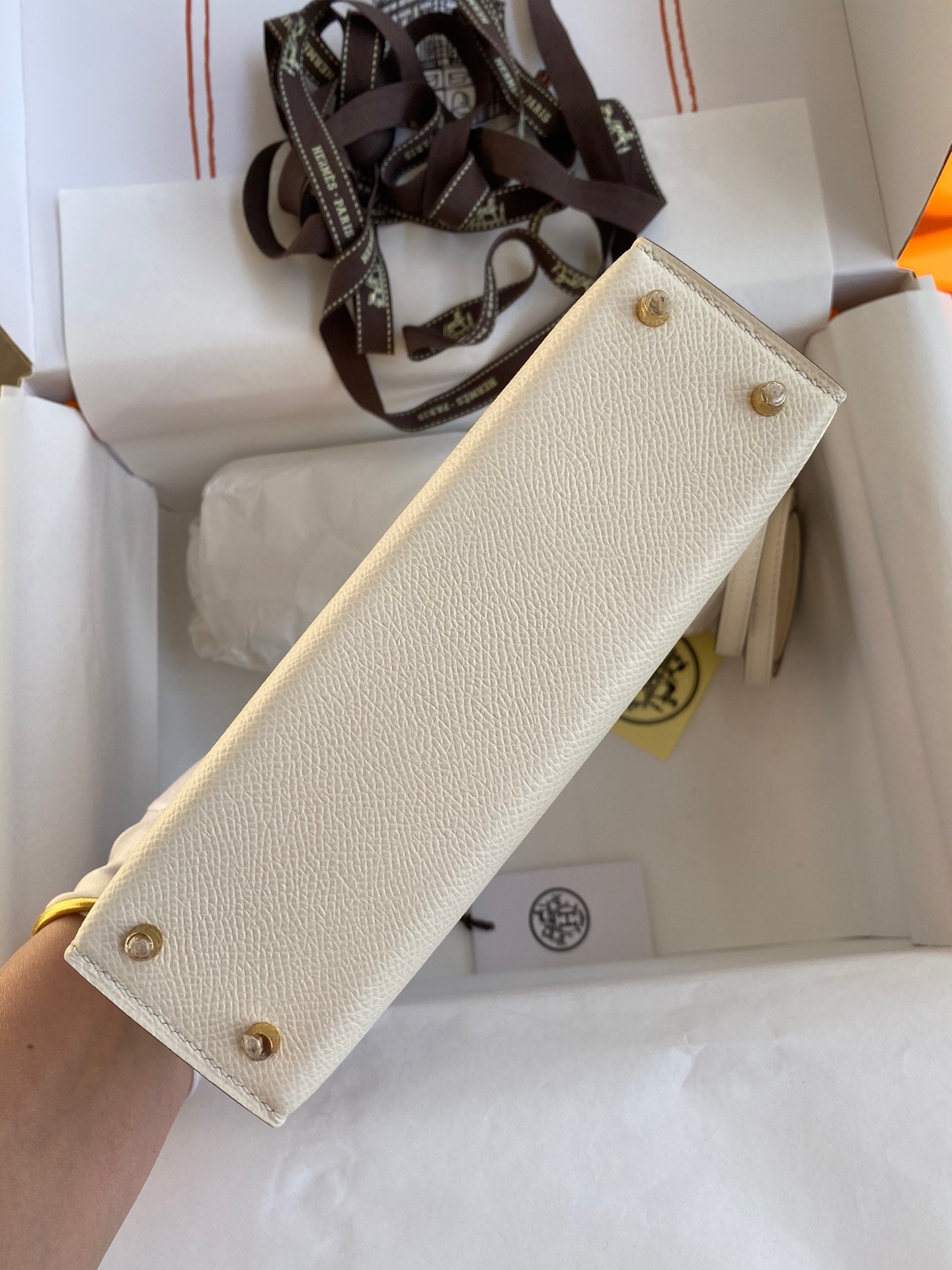 H**mes kelly mini ii sellier handmade bag in nata epsom calfskin