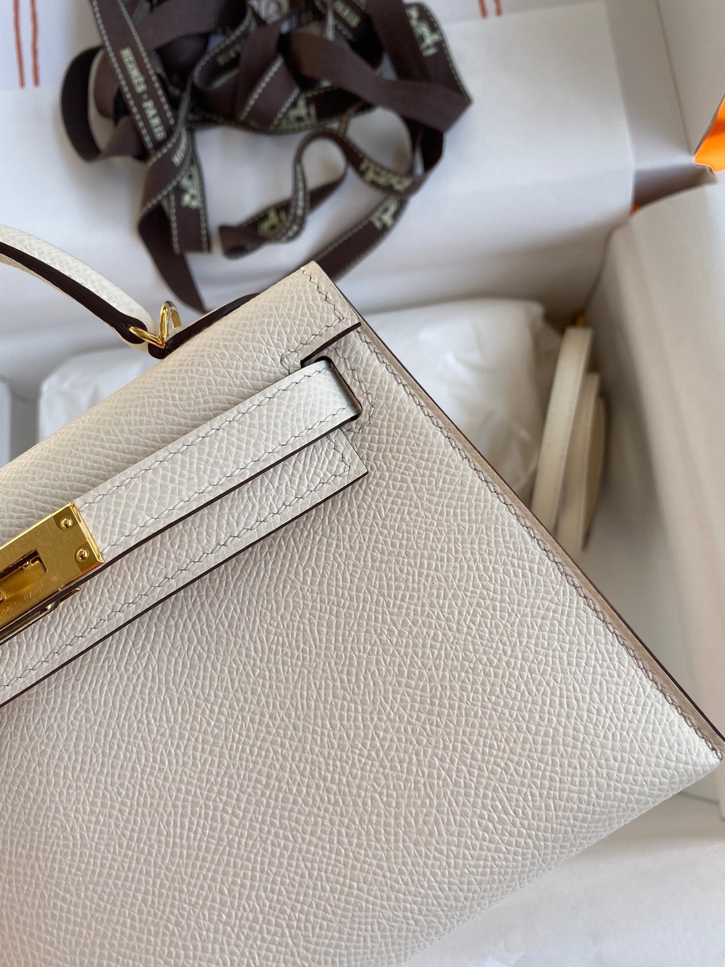 H**mes kelly mini ii sellier handmade bag in nata epsom calfskin