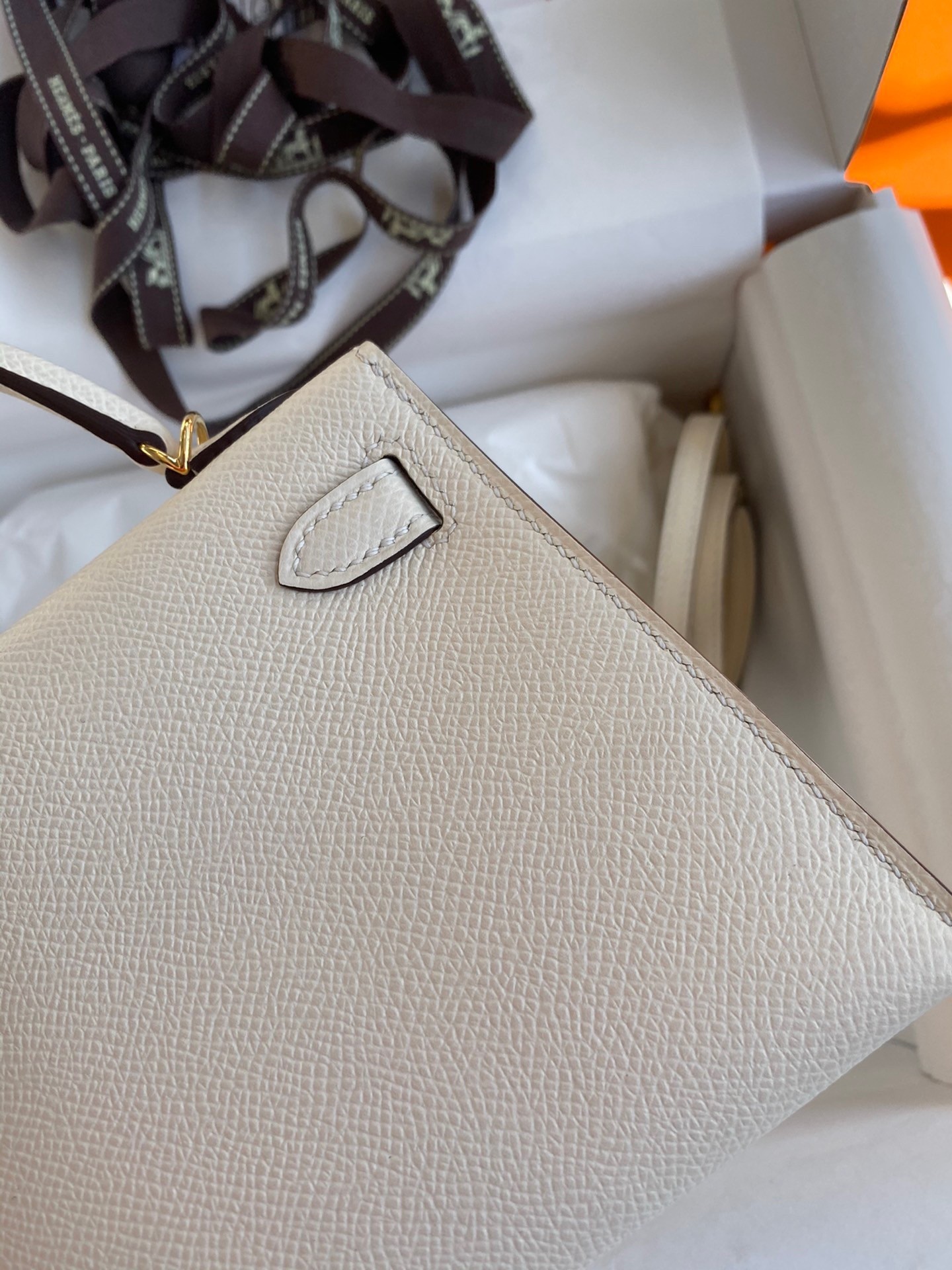 H**mes kelly mini ii sellier handmade bag in nata epsom calfskin