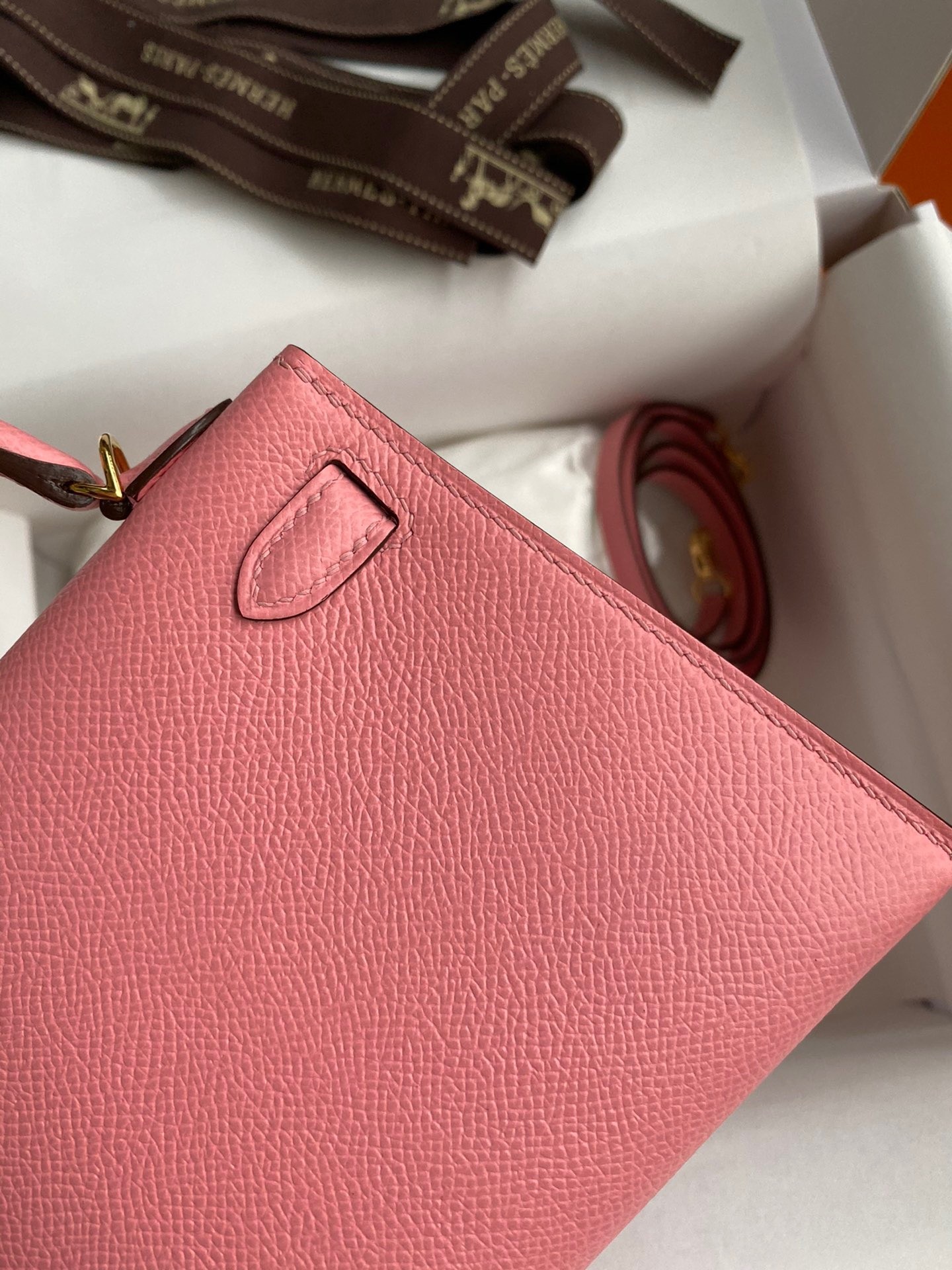 H**mes kelly mini ii sellier handmade bag in rose confetti epsom calfskin