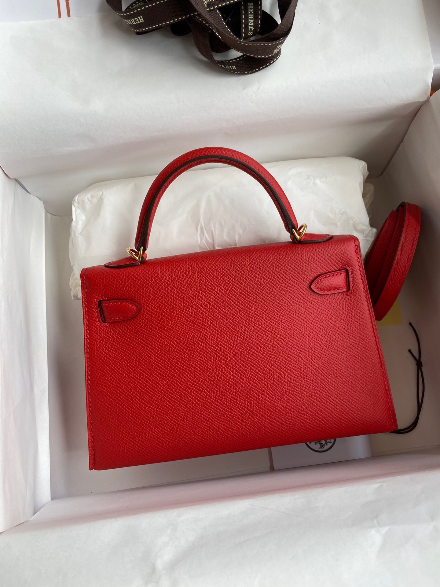 H**mes kelly mini ii sellier handmade bag in red epsom calfskin
