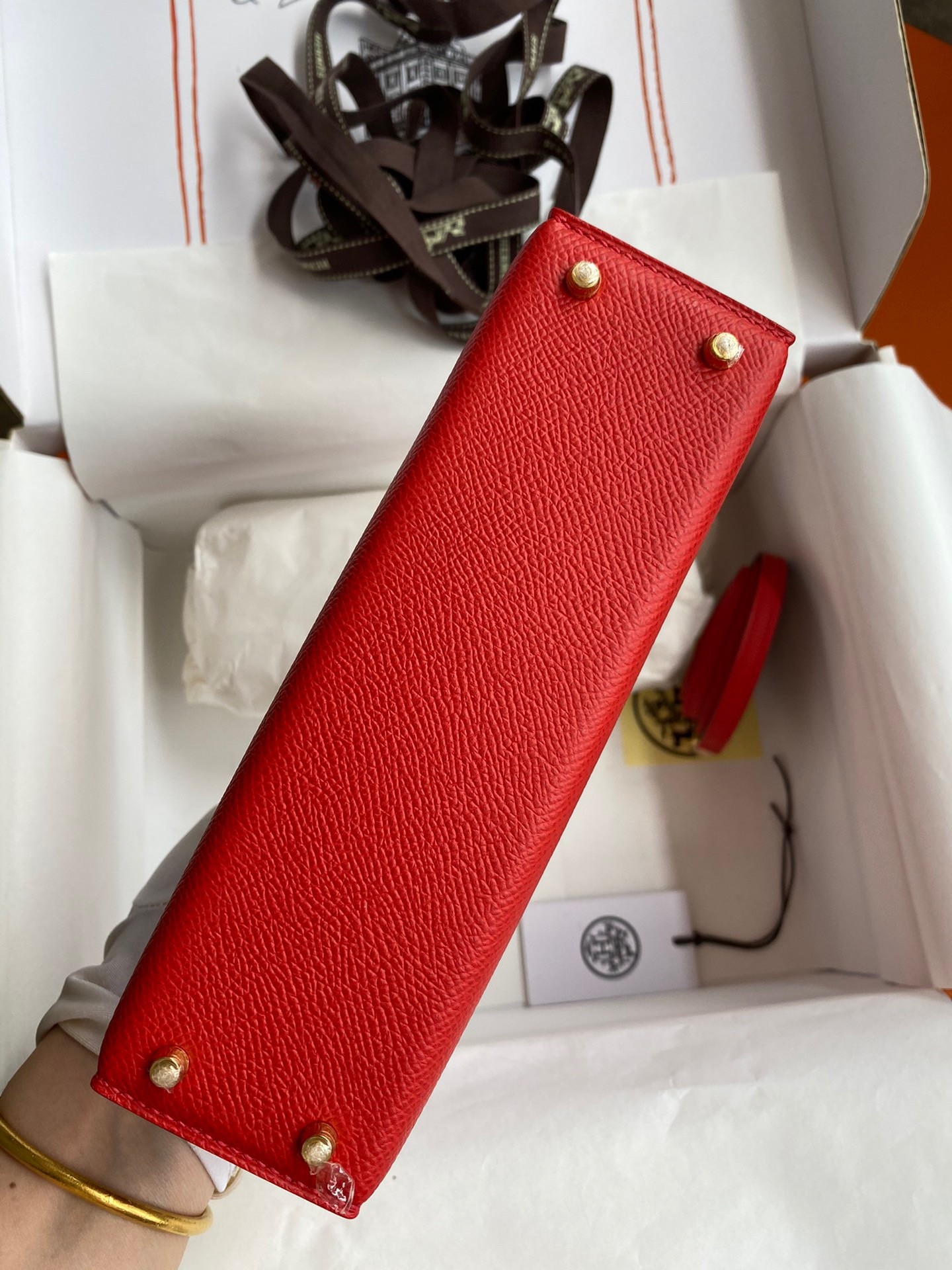 H**mes kelly mini ii sellier handmade bag in red epsom calfskin
