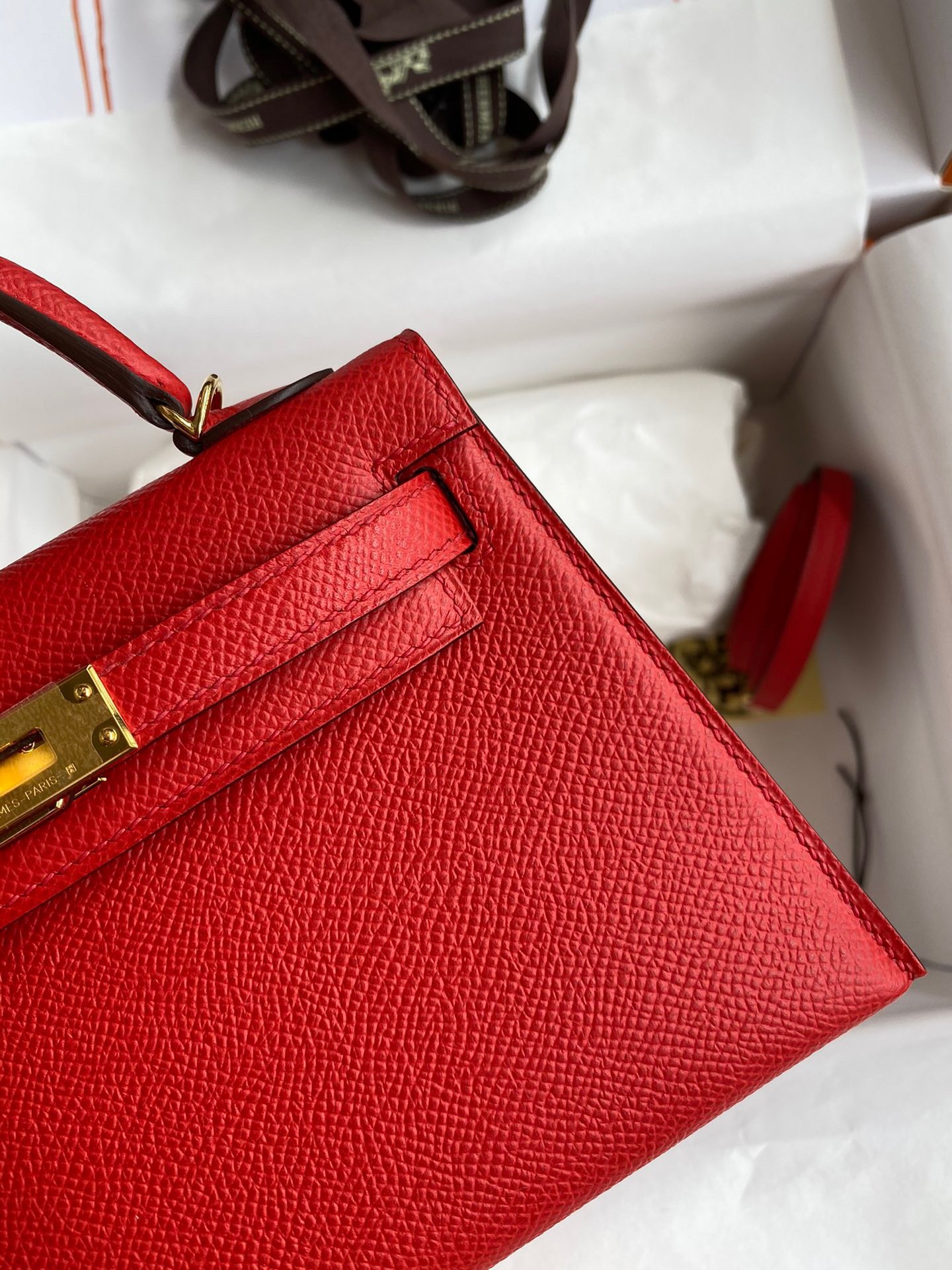 H**mes kelly mini ii sellier handmade bag in red epsom calfskin